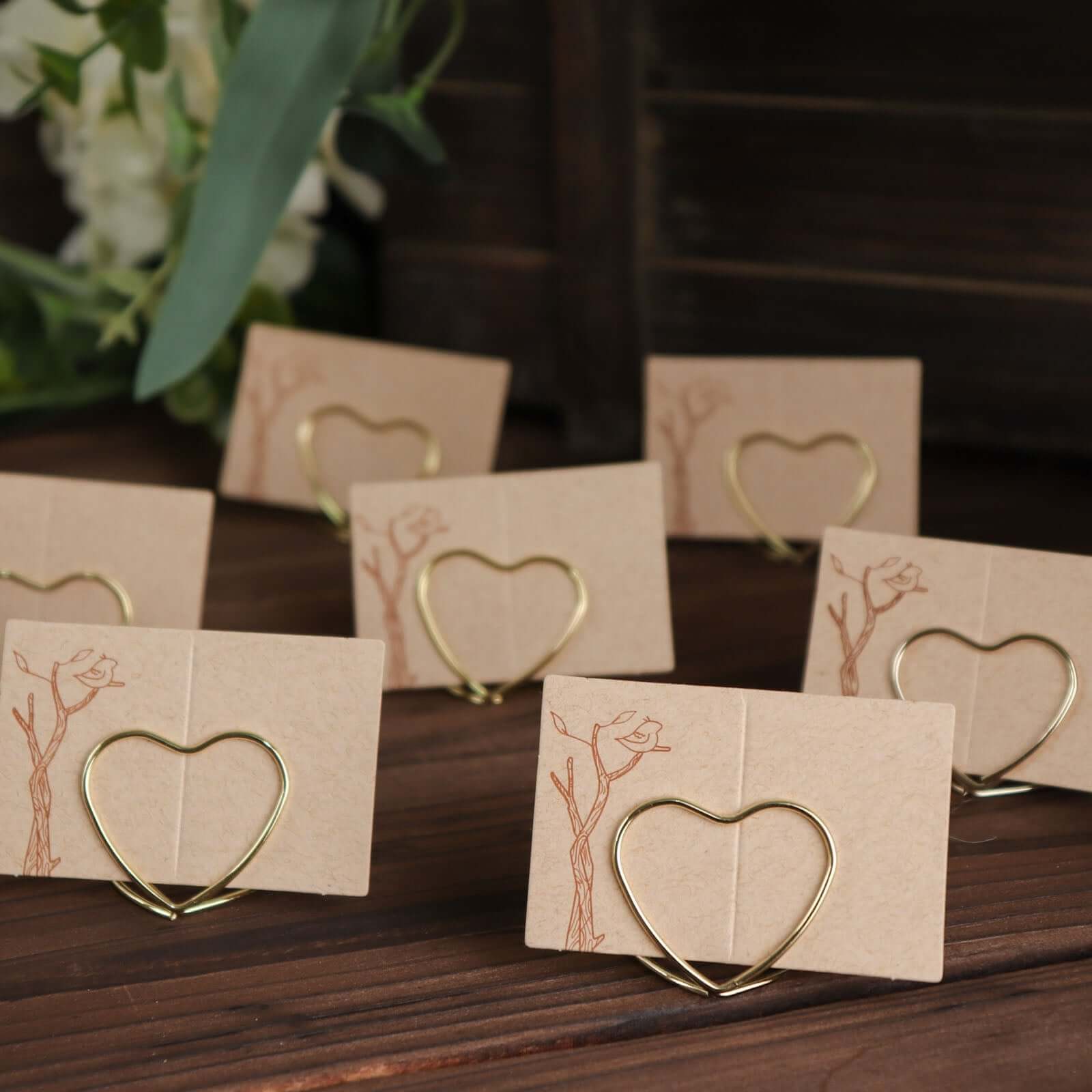 10-Pack Metal Card Holder Stands 1" Double Heart Design Gold - Table Number Stands and Wedding Place Card Menu Clips - Image 8