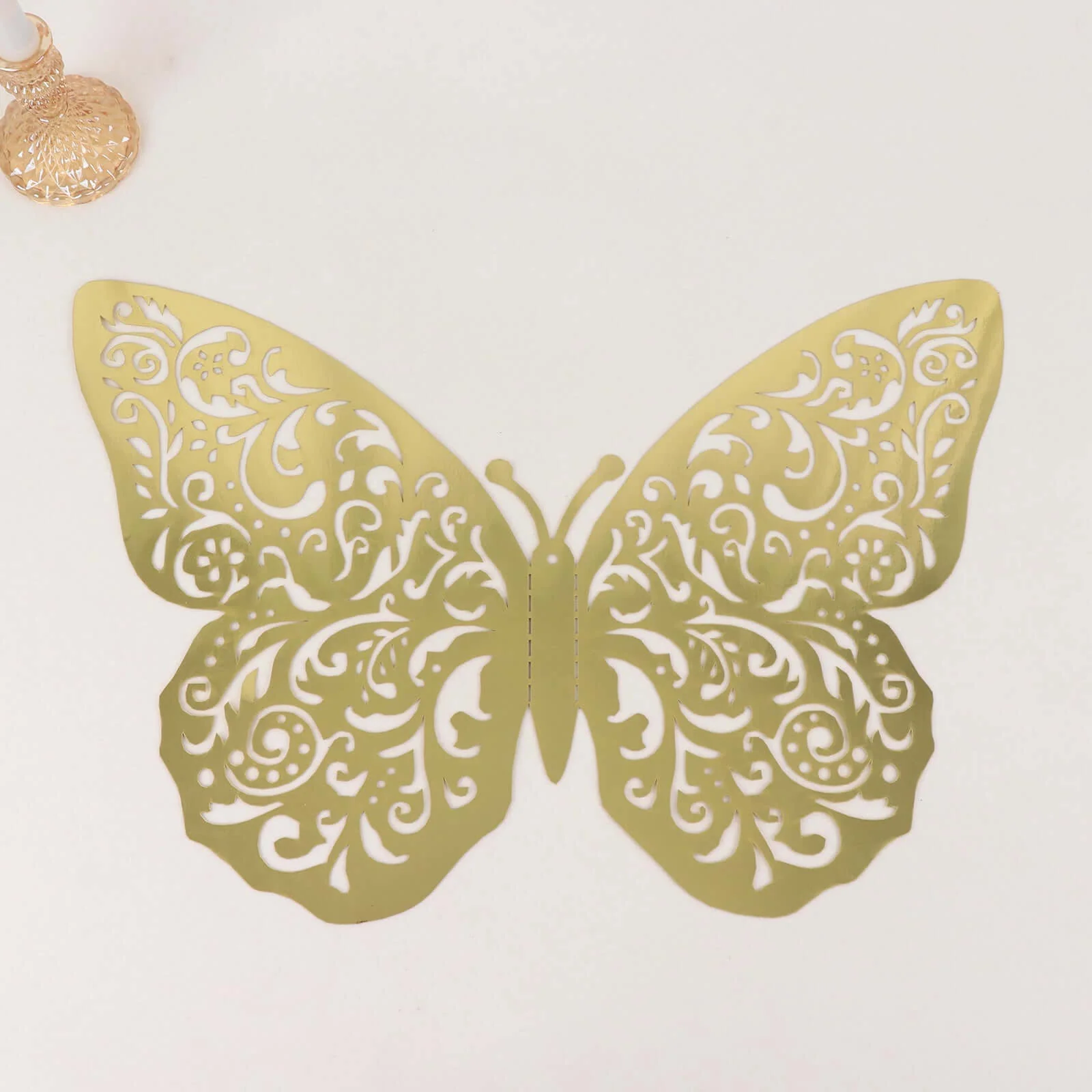 10 Pack Metallic Gold Foil Jumbo 3D Butterfly Wall Stickers, Disposable Paper Charger Placemats - 14"x20" - Image 5