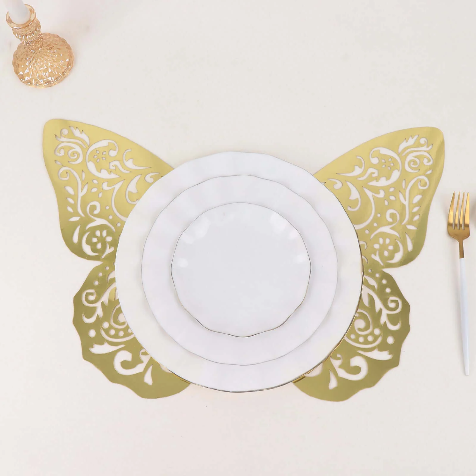 10 Pack Metallic Gold Foil Jumbo 3D Butterfly Wall Stickers, Disposable Paper Charger Placemats - 14"x20" - Image 8