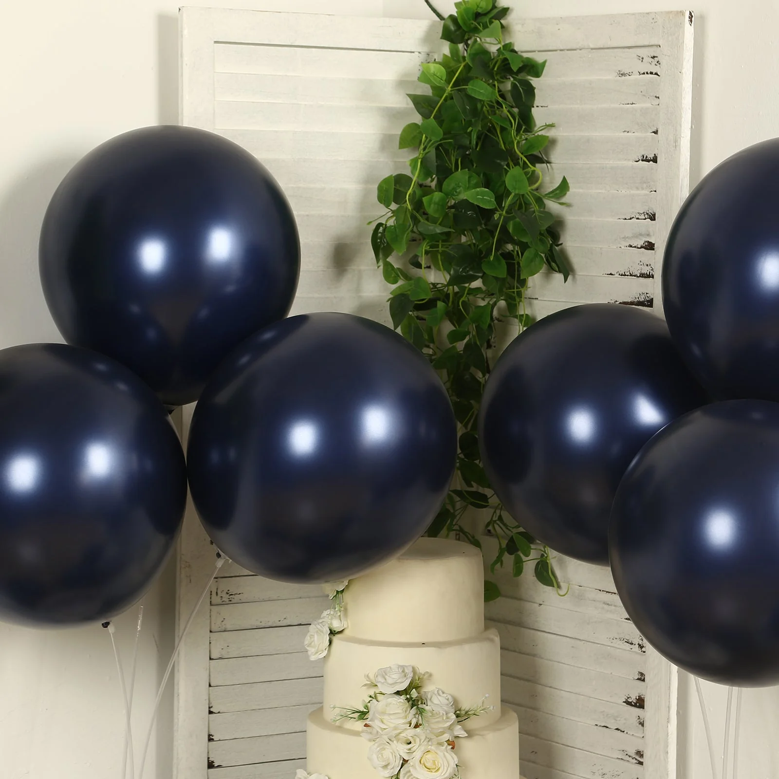 10 Pack Navy Blue Biodegradable Balloons, Eco-friendly Thickened Extra Strong Latex Helium Party Balloons - 18" - Image 4
