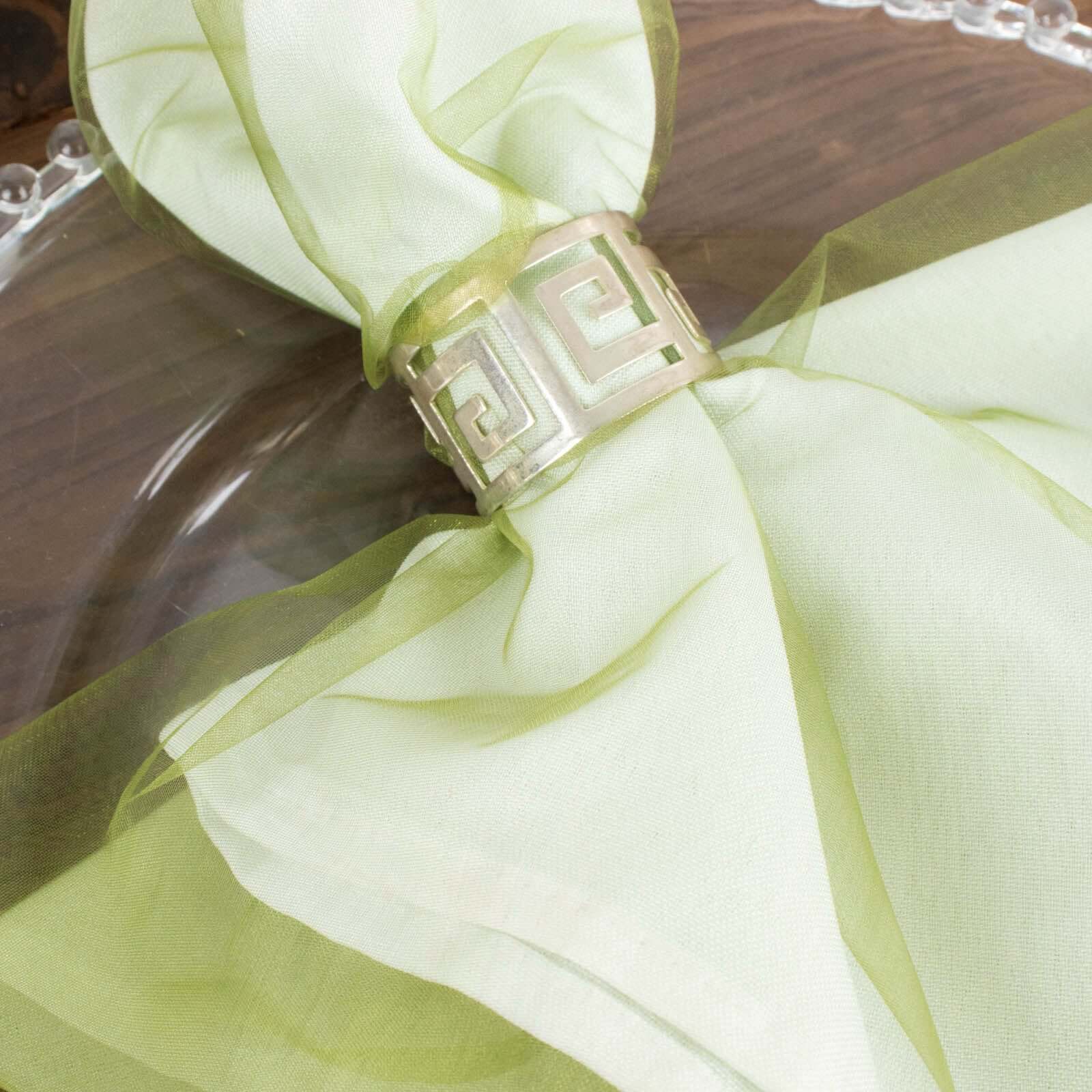 10 Pack Organza Napkins 23"x23" Olive Green - Crisp & Lightweight Sheer Dinner Napkins - Image 7