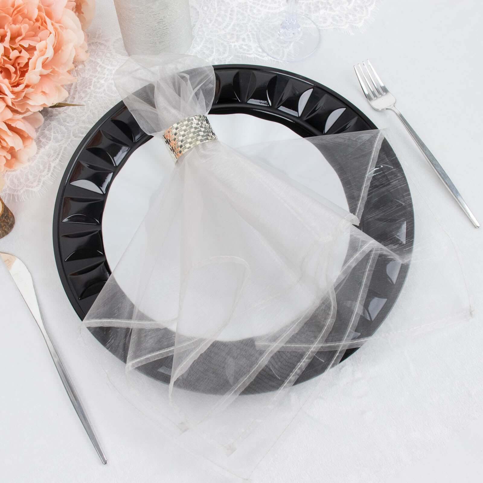 10 Pack Organza Napkins 23"x23" Silver - Crisp & Lightweight Sheer Dinner Napkins - Image 6