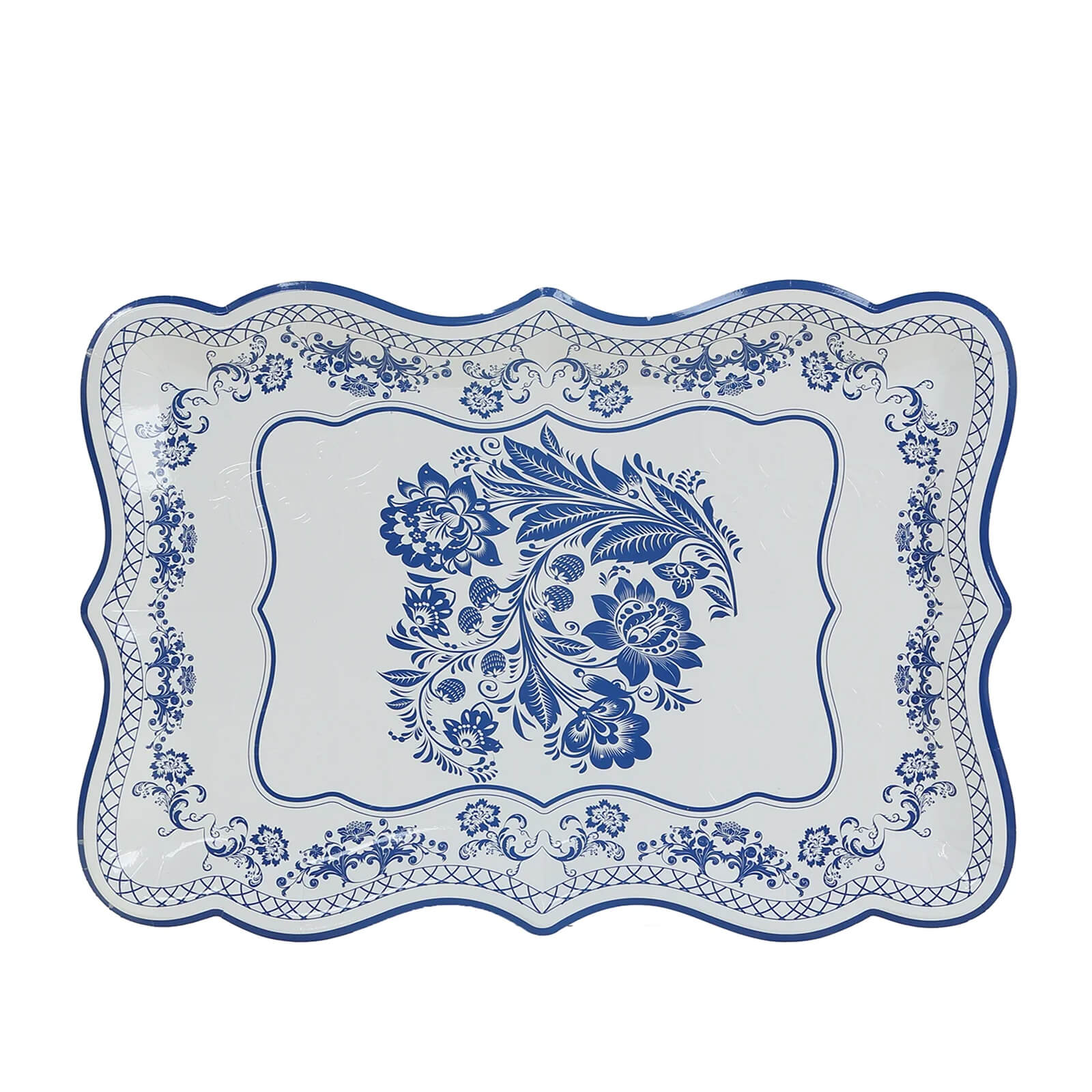10-Pack Paper Rectangle Serving Trays 14"x10" White Royal Blue - Image 7