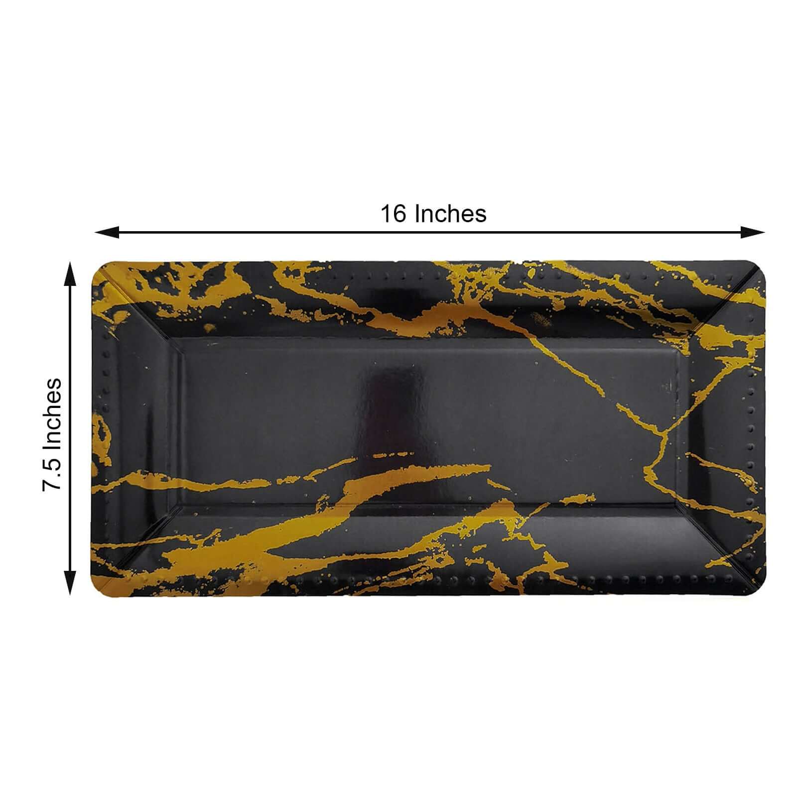 10-Pack Paper Rectangle Serving Trays 16" Black/Gold Marble Design - 1100GSM Heavy Duty Multi-Purpose Disposable Food Platters for All Occasions - Image 3