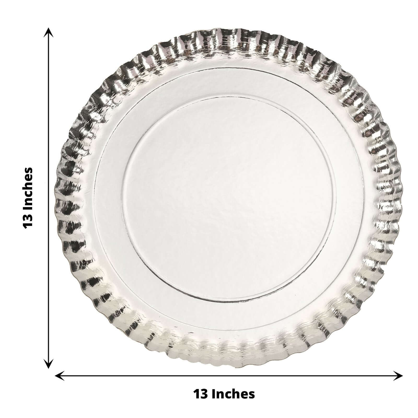 10-Pack Paper Round Charger Plates 13" Silver with Scalloped Rims - 1100GSM Heavy Duty Disposable Serving Trays for Upscale Dinners & Celebrations - Image 3