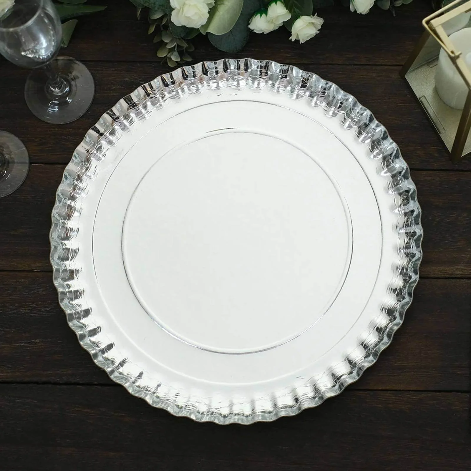 10-Pack Paper Round Charger Plates 13" Silver with Scalloped Rims - 1100GSM Heavy Duty Disposable Serving Trays for Upscale Dinners & Celebrations - Image 6