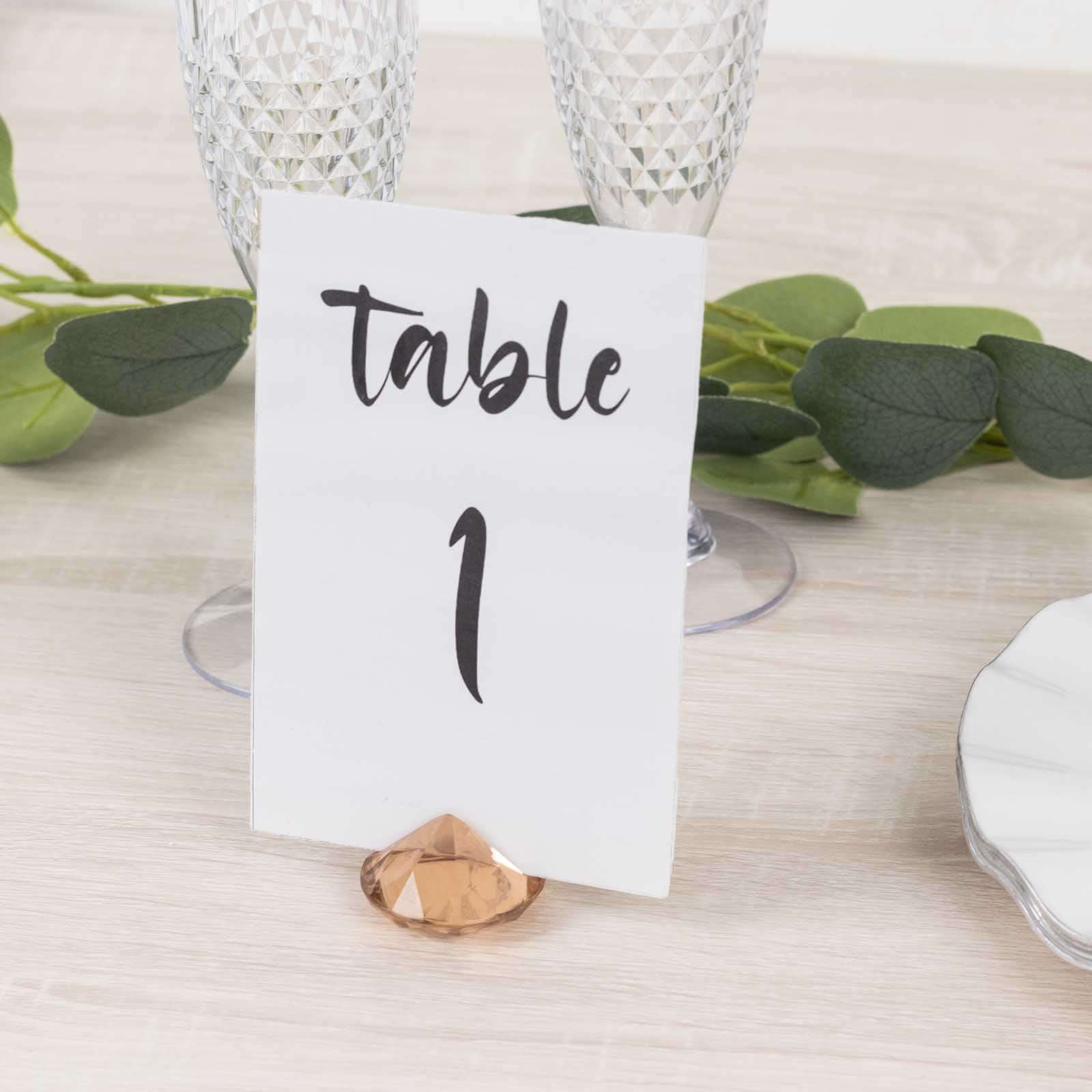 10-Pack Plastic Card Holder Stands 1.75" Diamond Shaped Design Amber Crystal - Wedding Table Place Card Decorations - Image 10