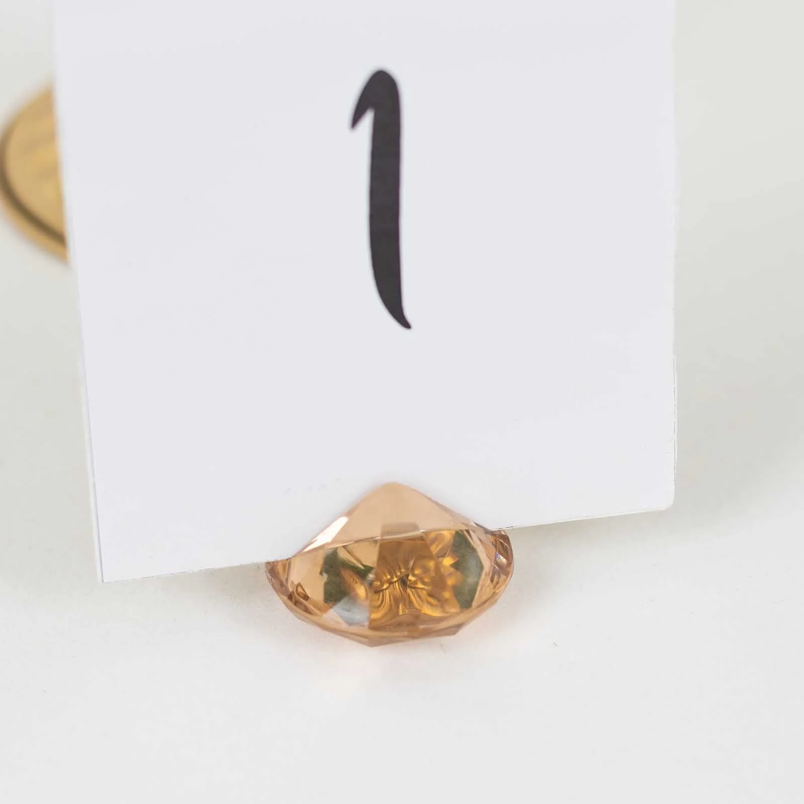 10-Pack Plastic Card Holder Stands 1.75" Diamond Shaped Design Amber Crystal - Wedding Table Place Card Decorations - Image 11