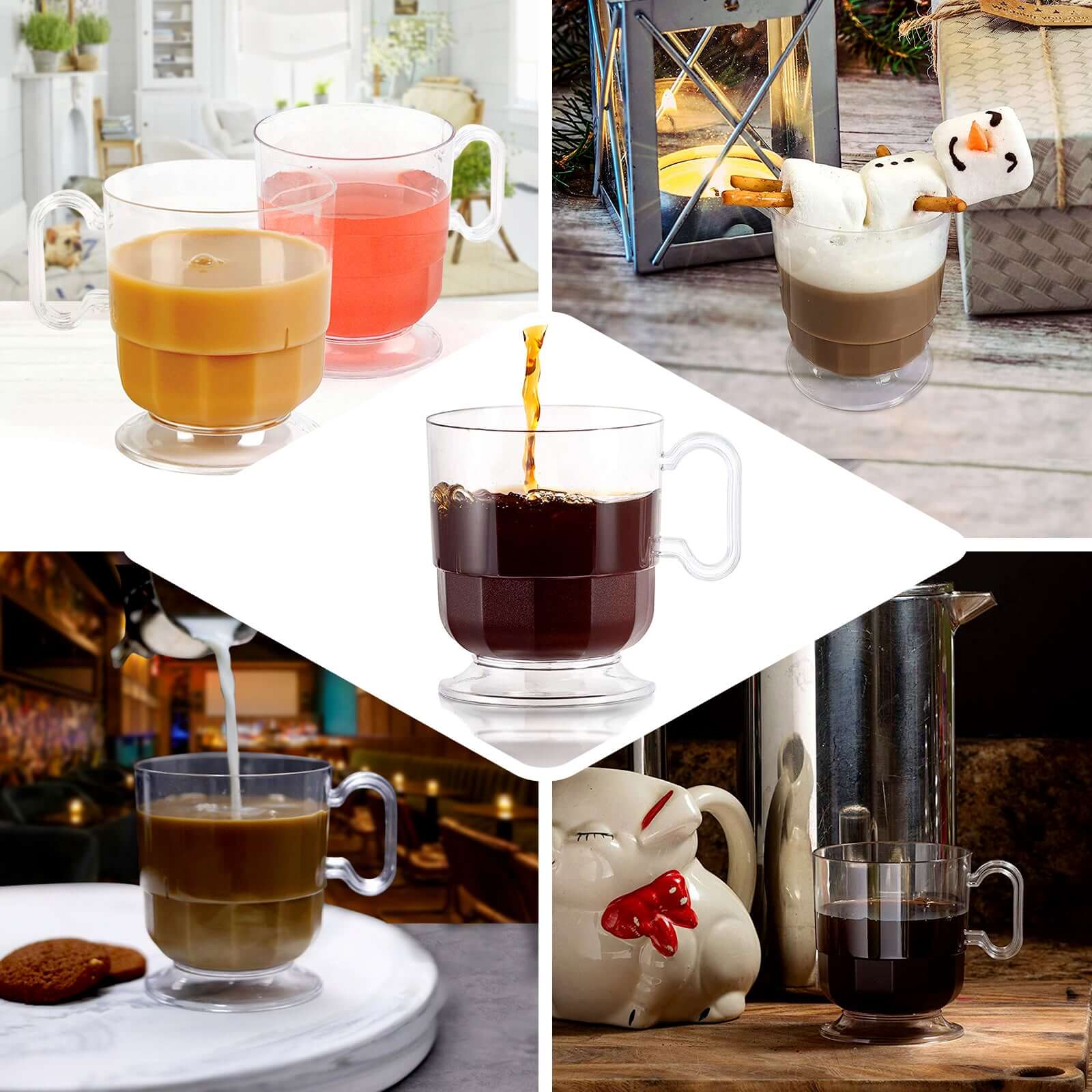 10-Pack Plastic Coffee Espresso Cups 5oz Clear with Handles - Disposable Mugs for Cafes, Restaurants & Food Service - Image 5