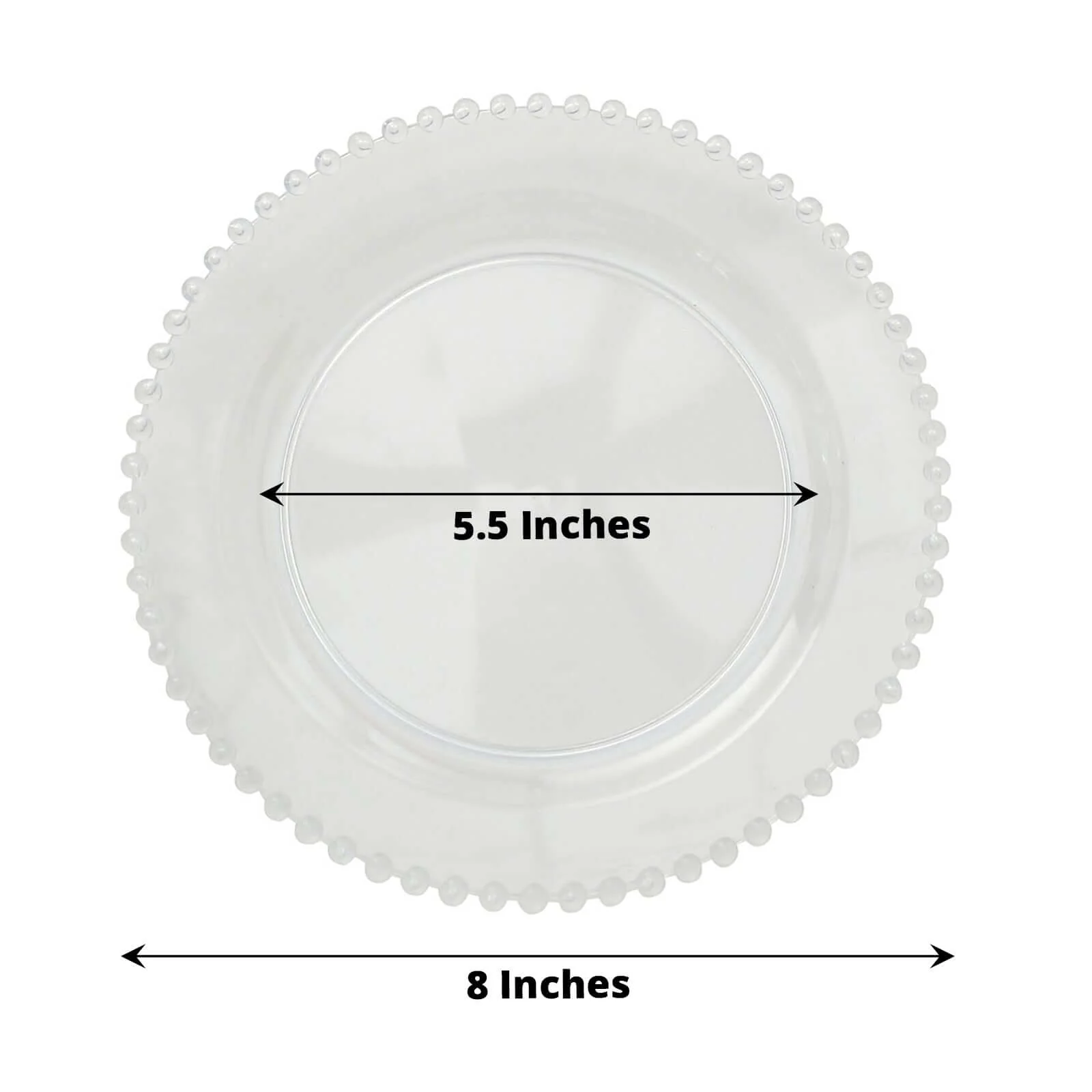 10 Pack Plastic Dessert Appetizer Plates in Clear with Beaded Rim, Disposable Round Salad Party Plates 8" - Image 3