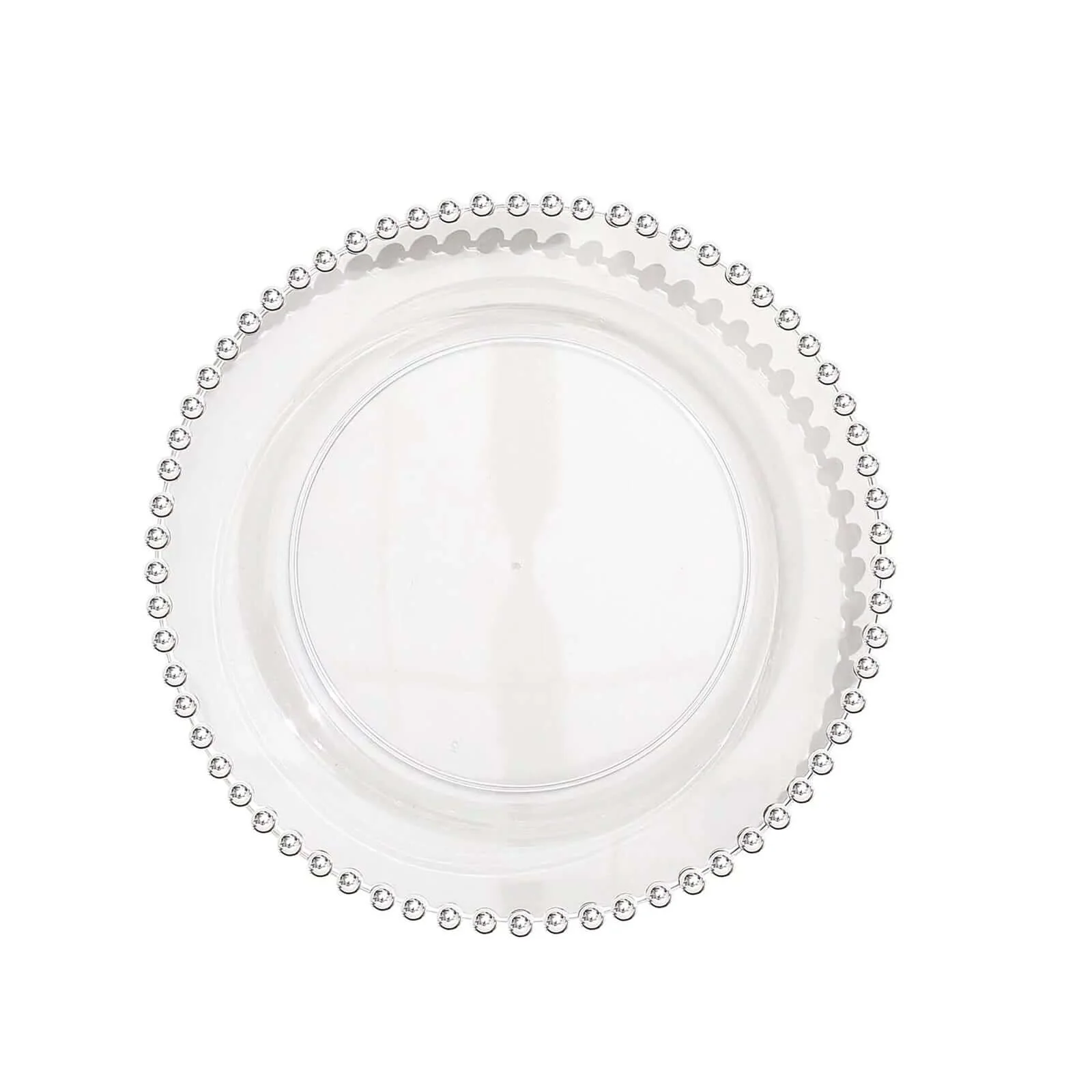 10 Pack Plastic Dessert Appetizer Plates in Clear with Silver Beaded Rim, Disposable Round Salad Party Plates 8" - Image 5