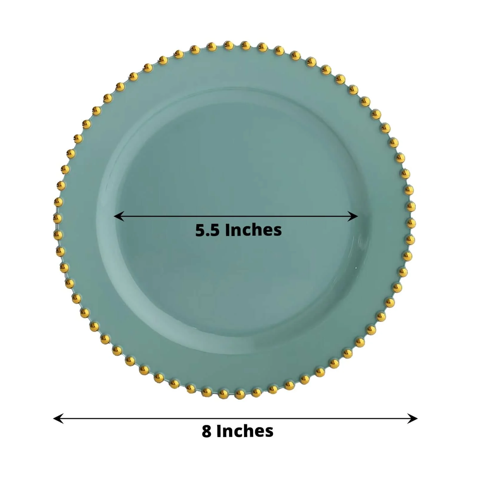 10 Pack Plastic Dessert Appetizer Plates in Dusty Sage Green with Gold Beaded Rim, Disposable Round Salad Party Plates 8" - Image 3
