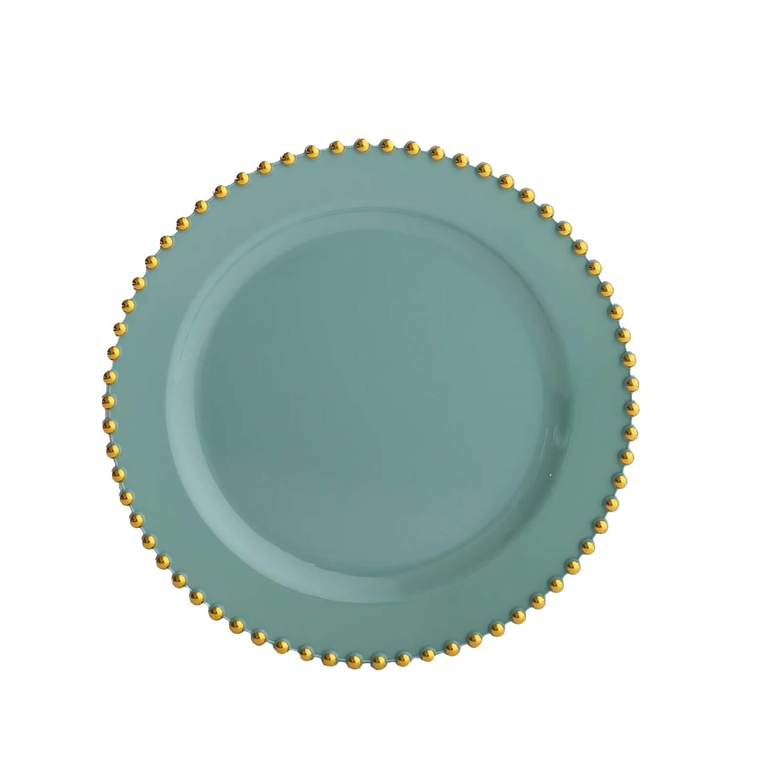 10 Pack Plastic Dessert Appetizer Plates in Dusty Sage Green with Gold Beaded Rim, Disposable Round Salad Party Plates 8" - Image 6