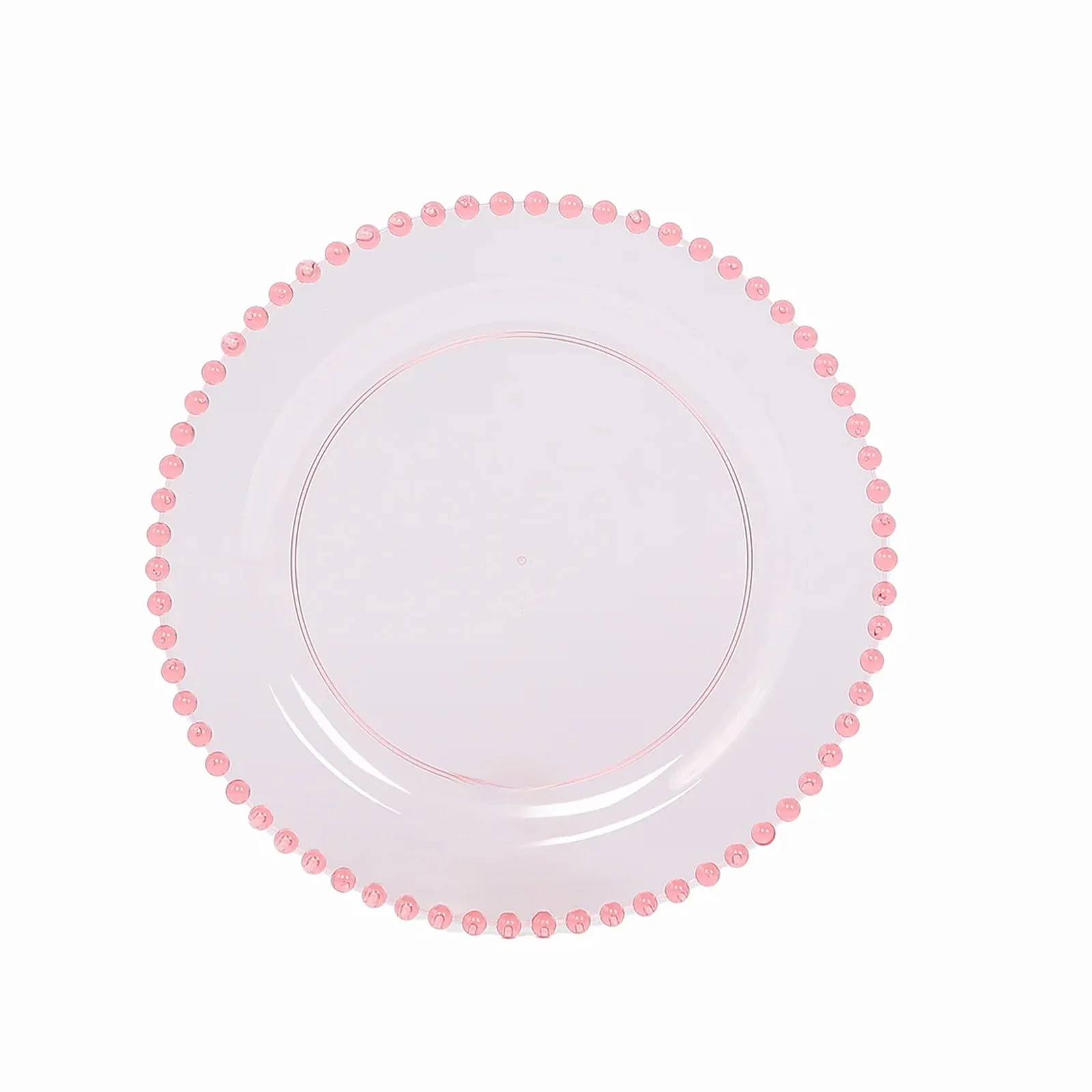 10-Pack Plastic Dessert Appetizer Plates in Transparent Blush with Beaded Rim, Disposable Round Salad Party Plates 8" - Image 5