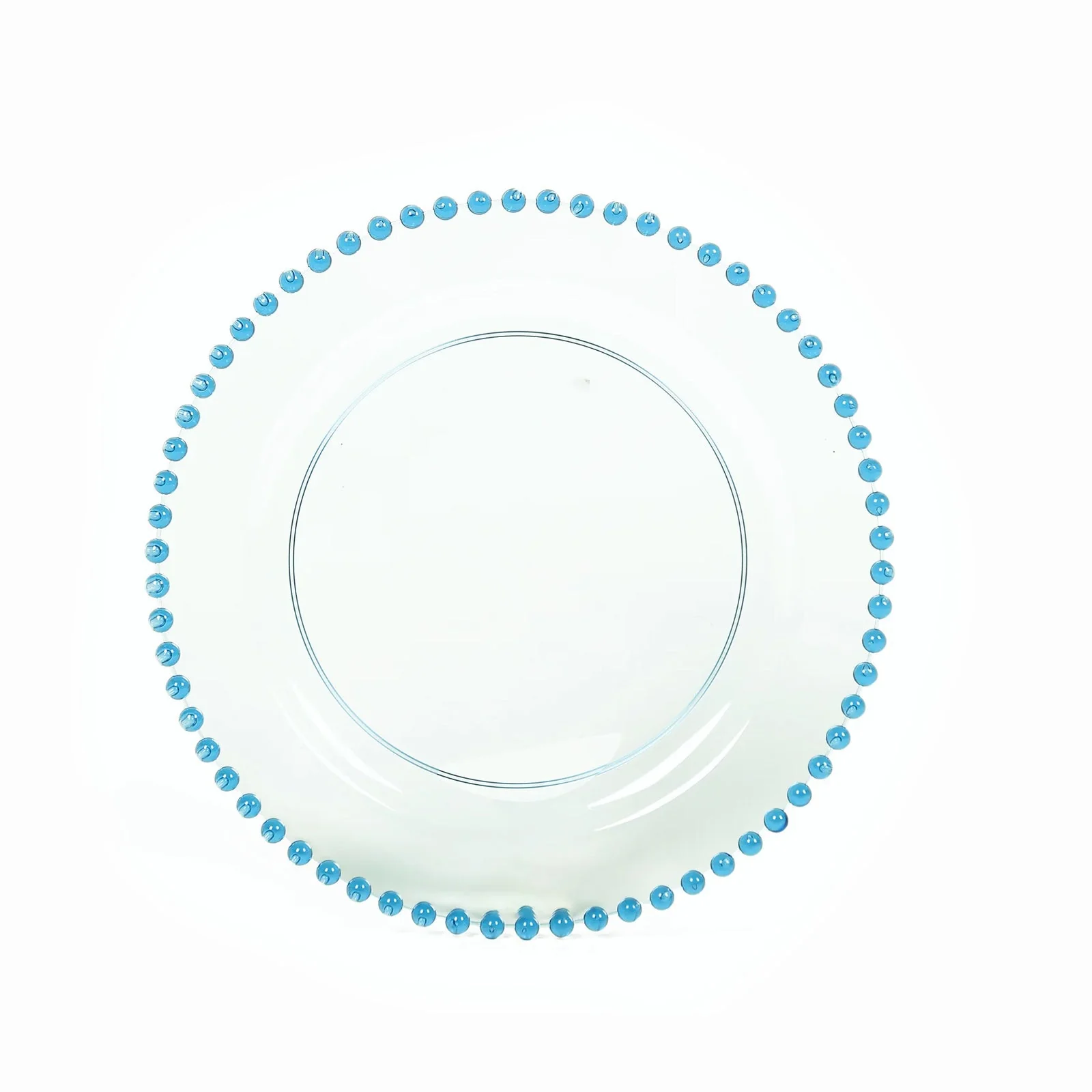 10-Pack Plastic Dessert Appetizer Plates in Transparent Dusty Blue with Beaded Rim, Disposable Round Salad Party Plates 8" - Image 5