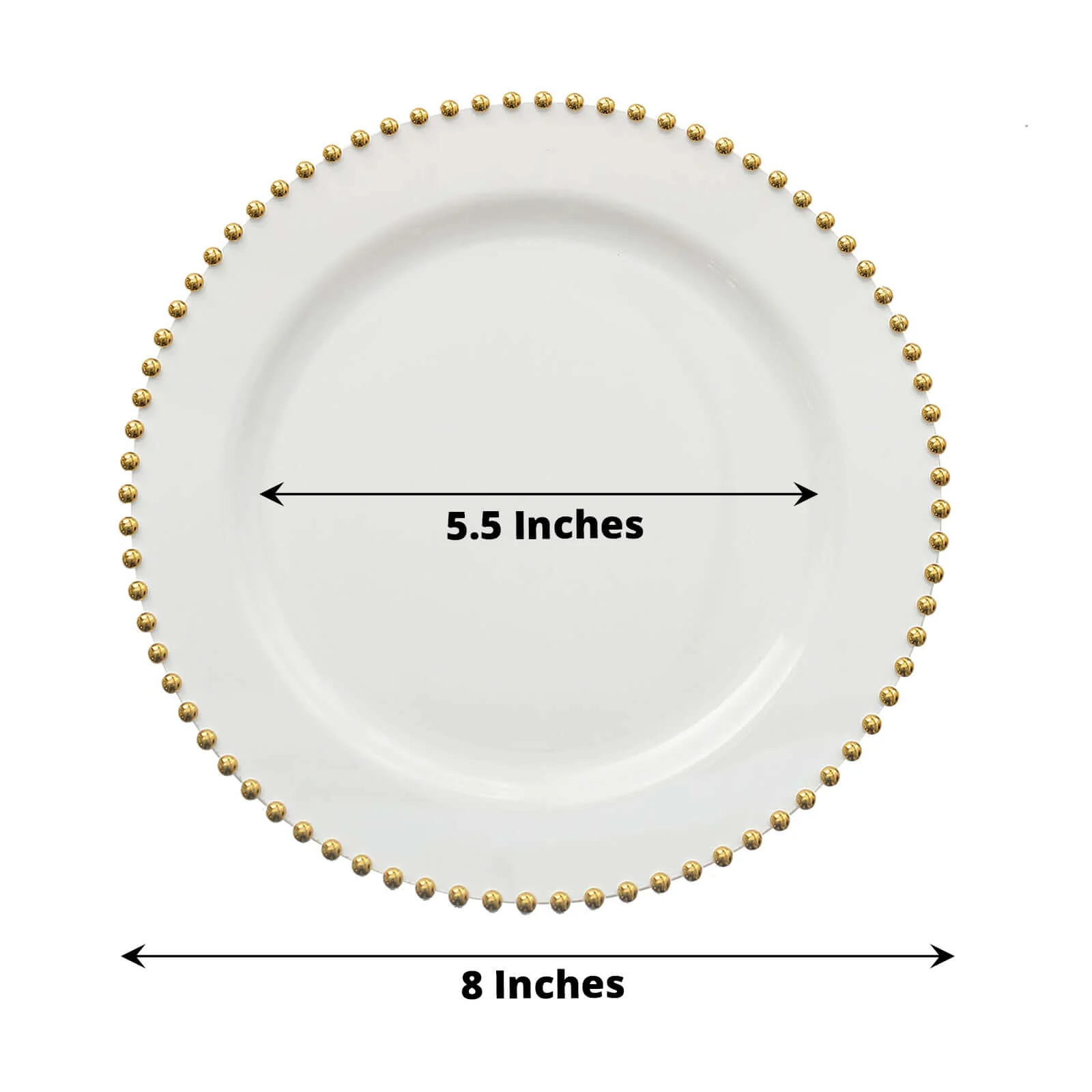 10 Pack Plastic Dessert Appetizer Plates in White with Gold Beaded Rim, Disposable Round Salad Party Plates 8" - Image 3