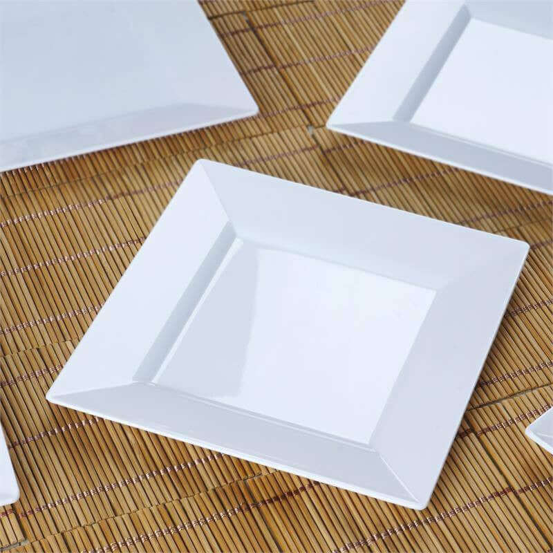 10-Pack Plastic Dessert Plates 6" Square Design with Wide Rim Glossy White - Disposable Appetizer Plates - Image 6