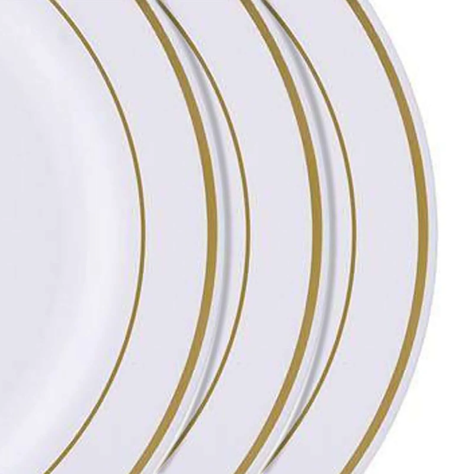 10-Pack Plastic Dessert Plates 8" White with Très Chic Gold Rim - Durable Disposable Salad Plates - Image 7