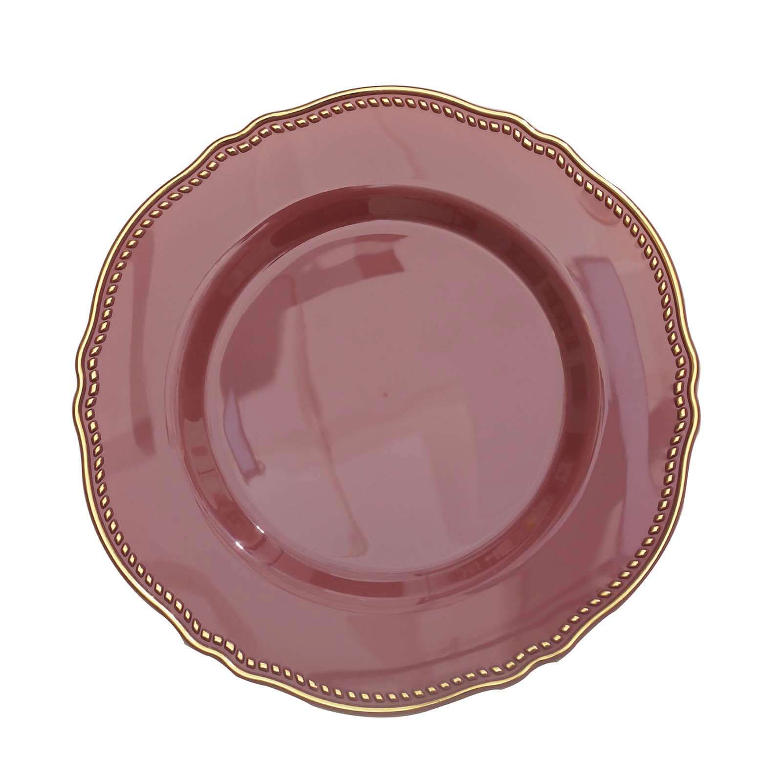 10-Pack Plastic Dinner Plates 10" Cinnamon Rose with Gold Scalloped Rim - Large Disposable Party Plates - Image 7