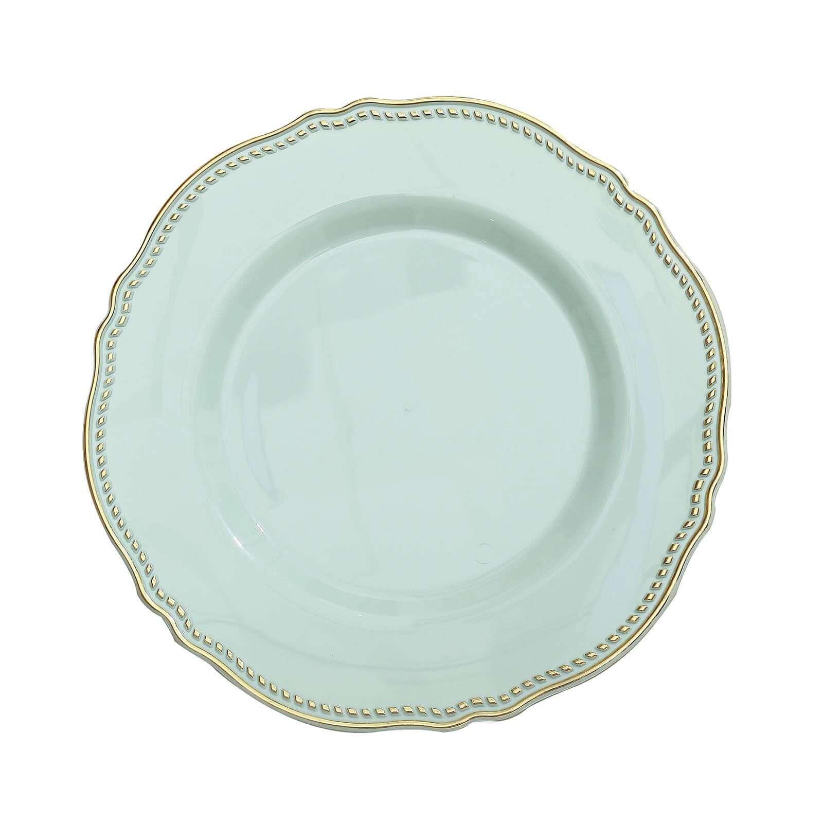 10-Pack Plastic Dinner Plates 10" Jade with Gold Scalloped Rim - Large Disposable Party Plates - Image 7