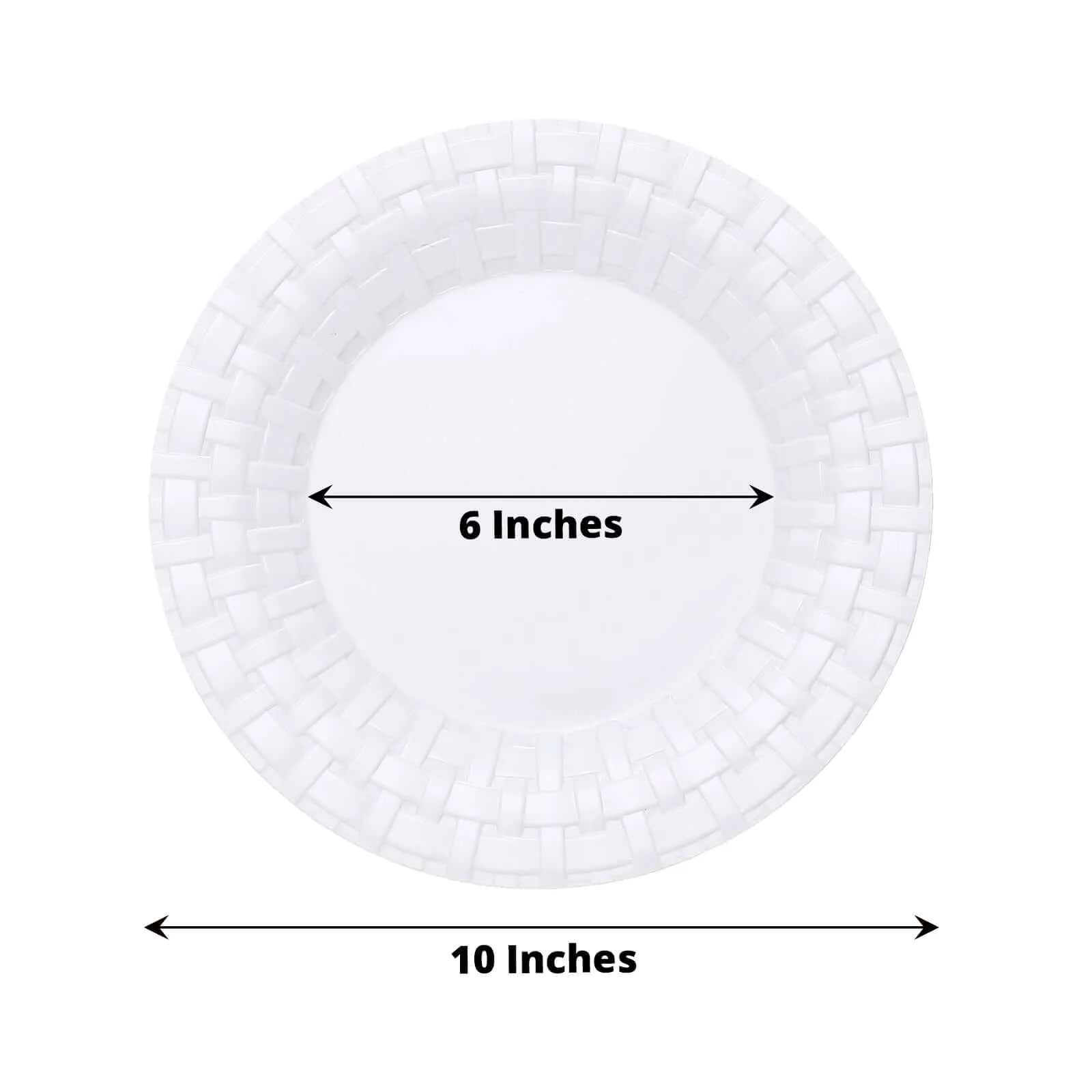 10-Pack Plastic Dinner Plates 10" White Basketweave Rim - Premium Disposable Party Plates - Image 3