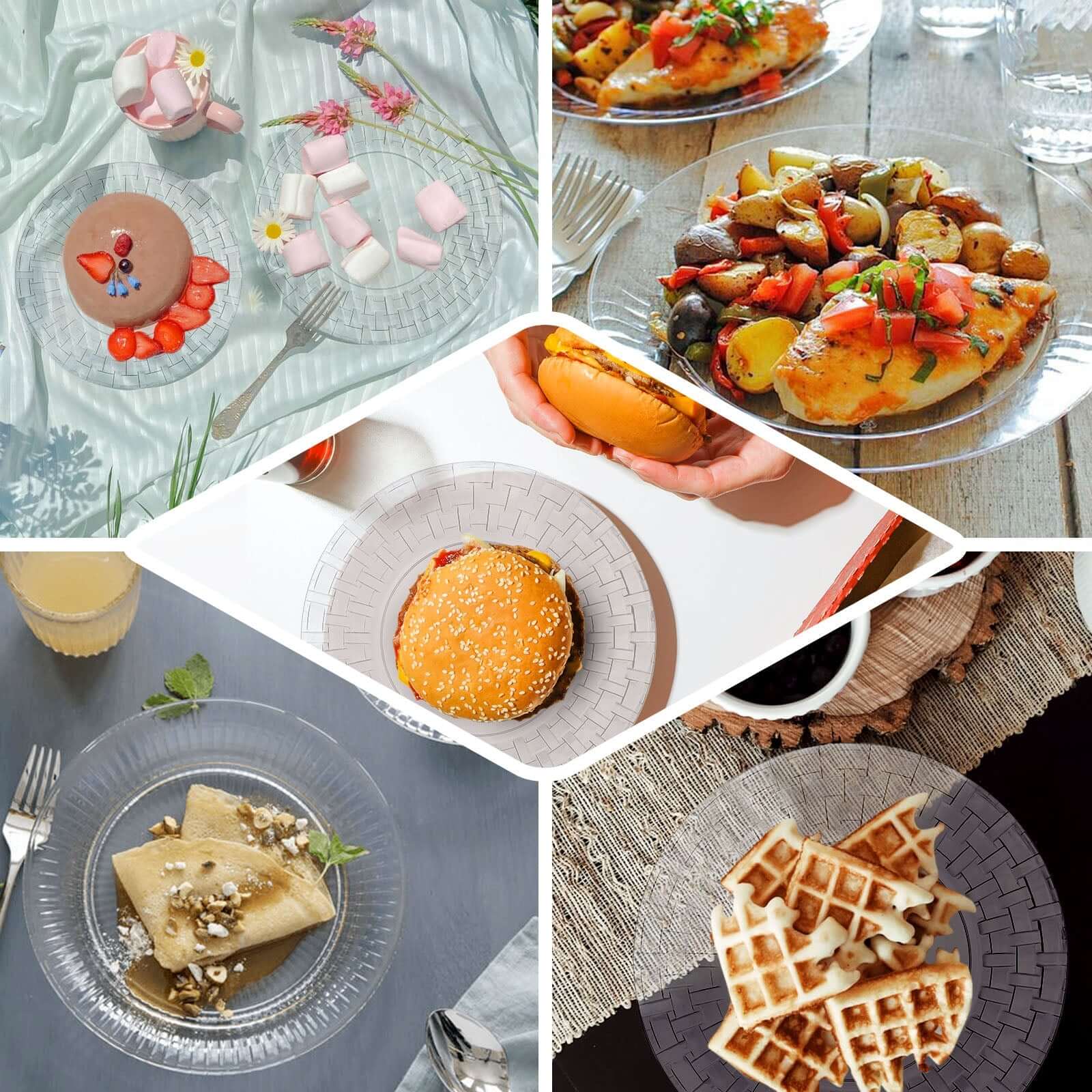 10-Pack Plastic Dinner Plates 10" White Basketweave Rim - Premium Disposable Party Plates - Image 5