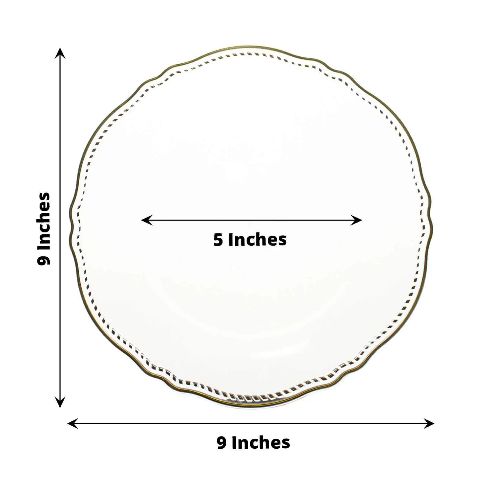 10-Pack Plastic Dinner Plates 9" Clear with Gold Scalloped Rim - Disposable Party Plates - Image 3