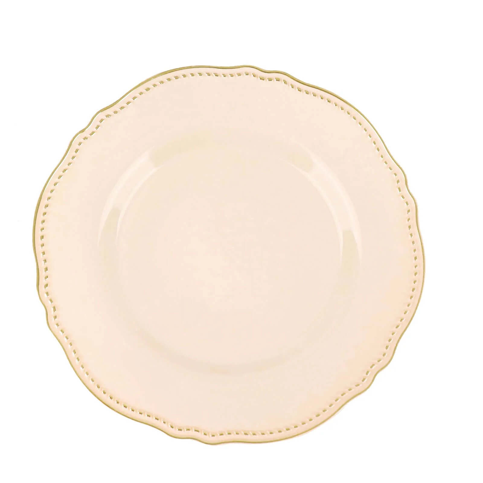 10-Pack Plastic Dinner Plates 9" Nude with Gold Scalloped Rim - Disposable Party Plates - Image 14