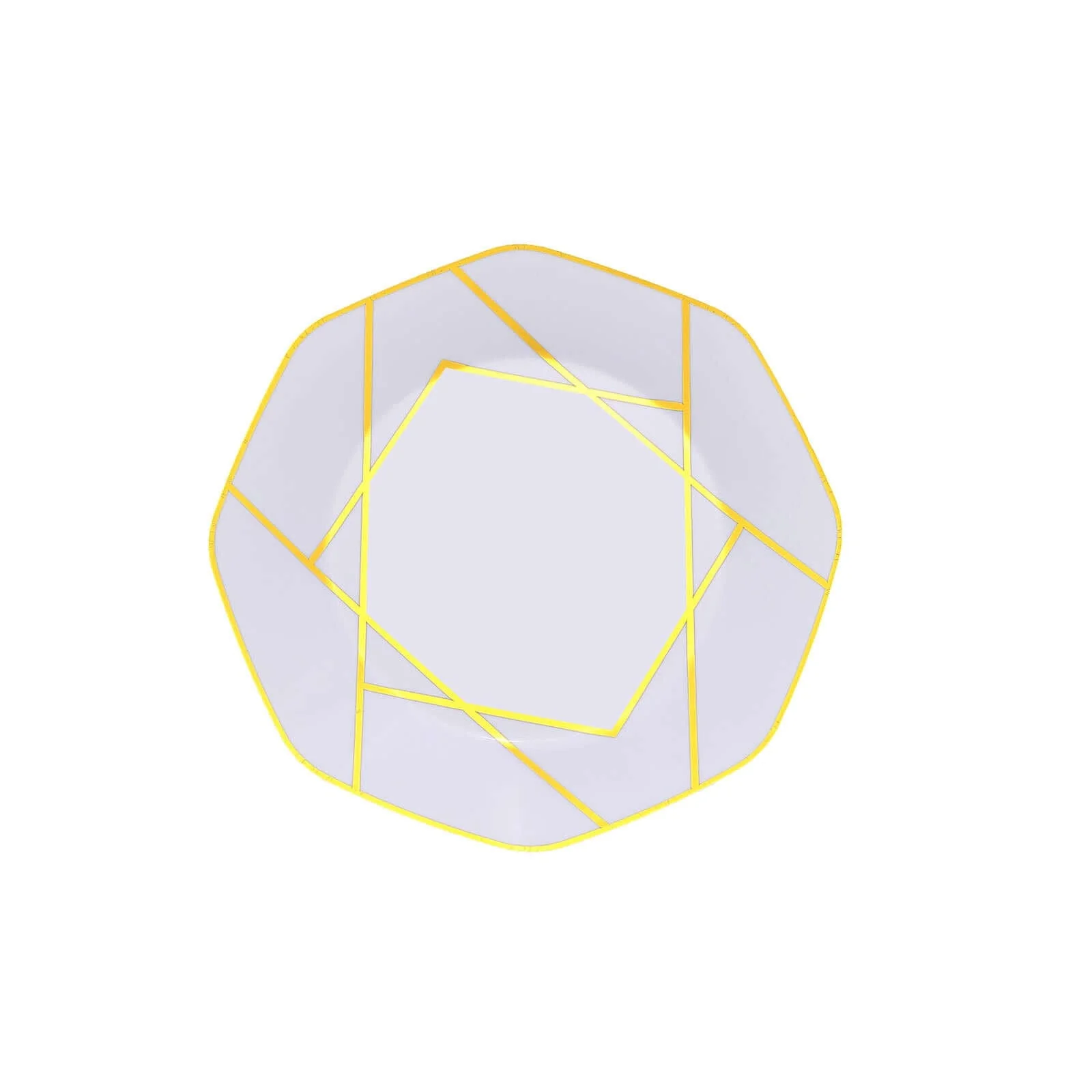 10-Pack Plastic Octagon Dessert Plates 8" White with Gold Geometric Design - Stylish Disposable Salad/Appetizer Plates for Modern & Sophisticated Tablescape - Image 7