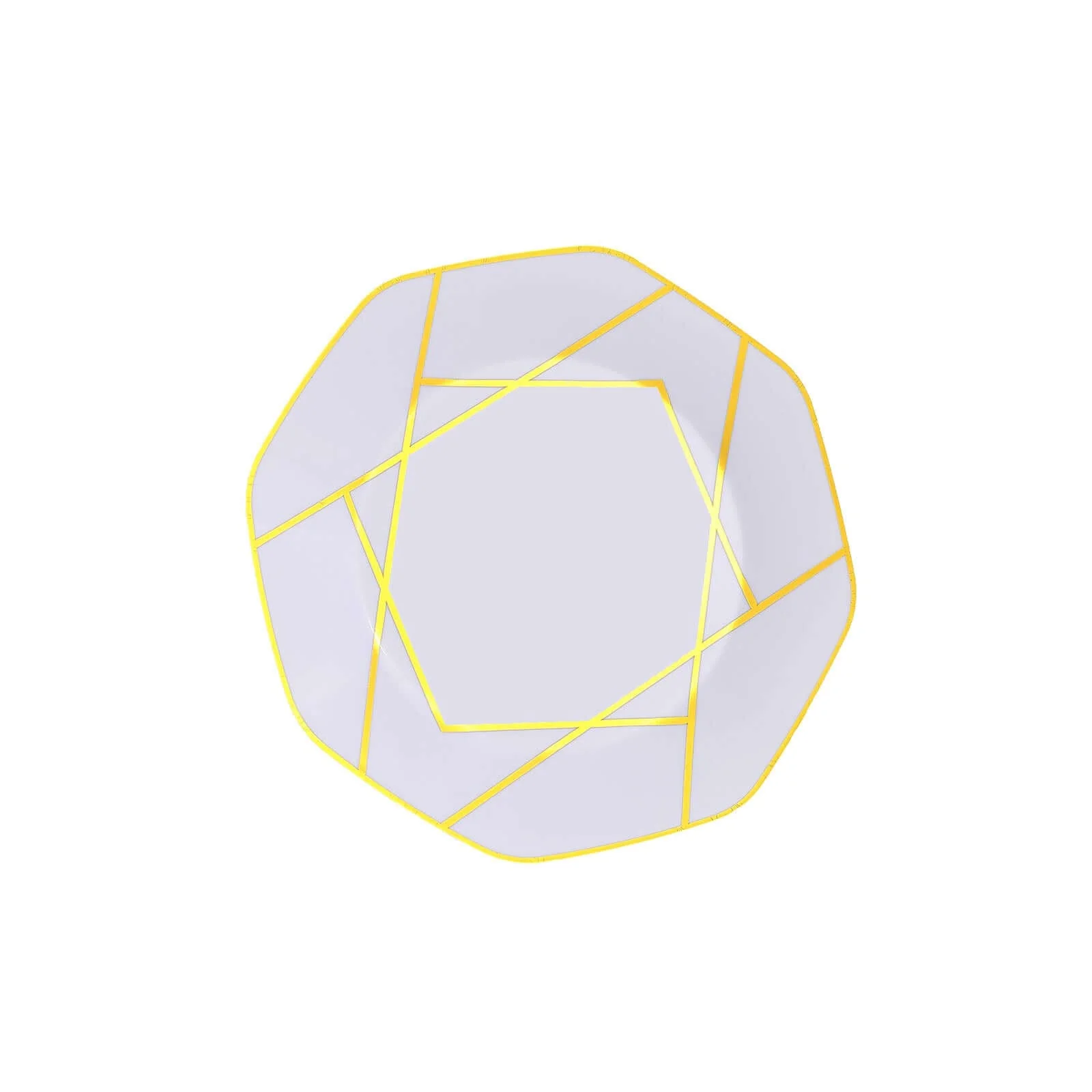 10-Pack Plastic Octagon Dinner Plates 10" White with Gold Geometric Design - Stylish Disposable Party Plates for Modern & Sophisticated Tablescape - Image 7