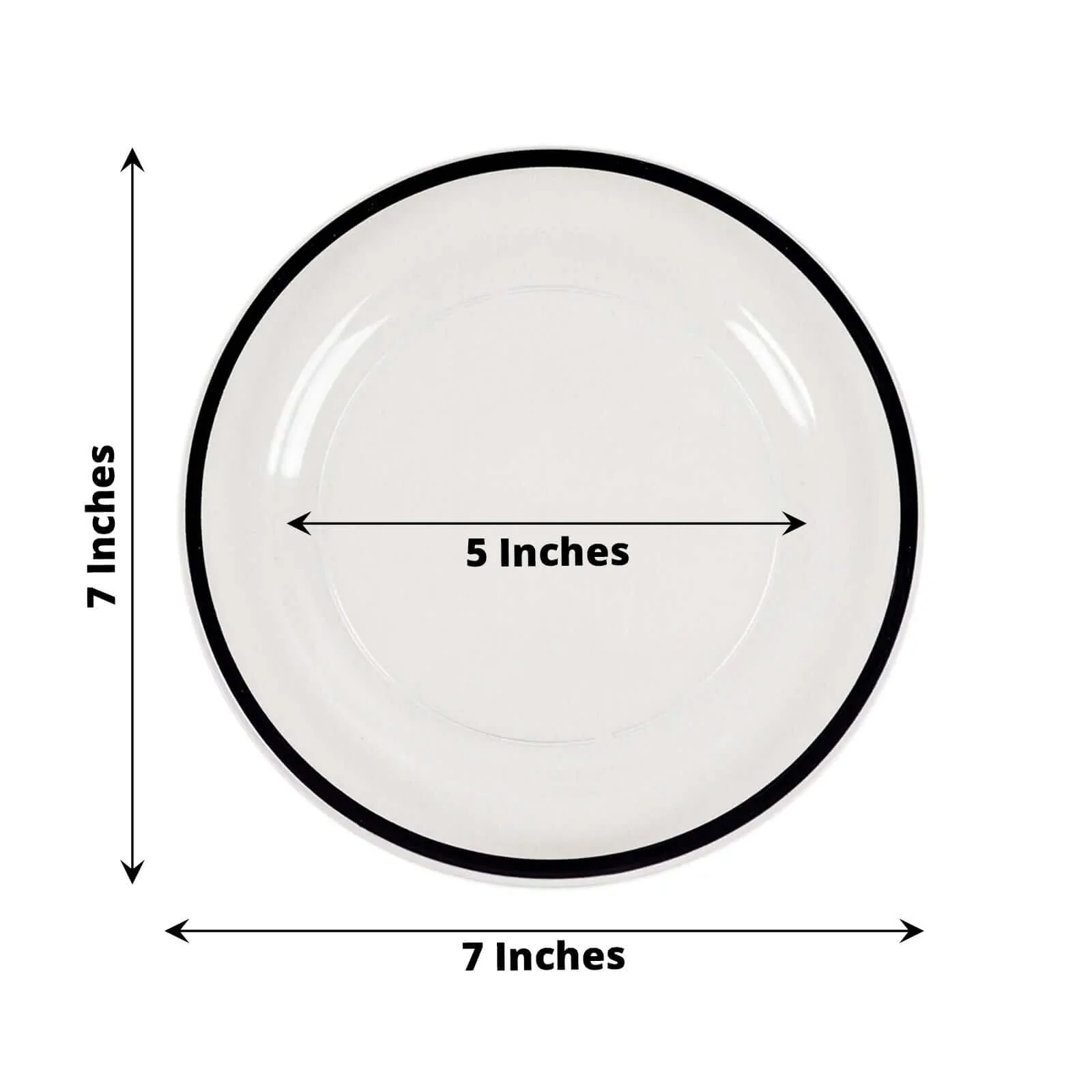 10-Pack Plastic Round Appetizer Plates 7" Clear with Black Rim - Classy Disposable Salad Plates - Image 2