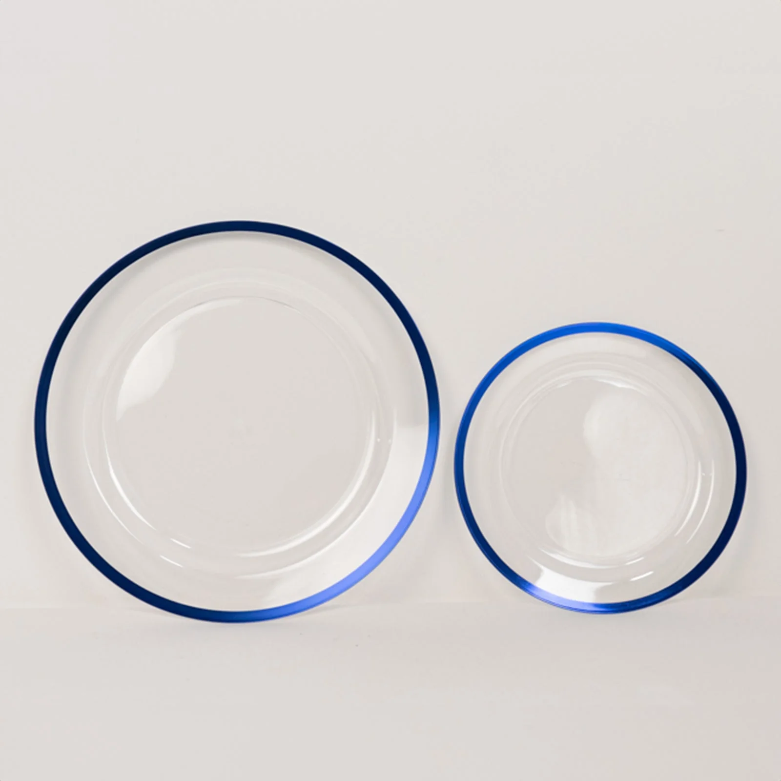 10-Pack Plastic Round Appetizer Plates 7" Clear with Blue Rim - Classy Disposable Salad Plates - Image 8