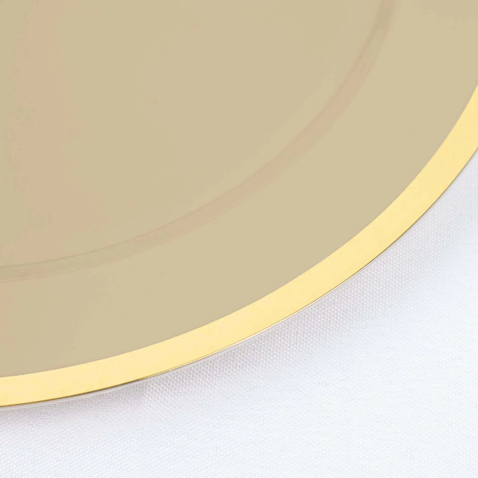 10-Pack Plastic Round Appetizer Plates 7" Taupe with Gold Rim - Classy Disposable Salad Plates - Image 10