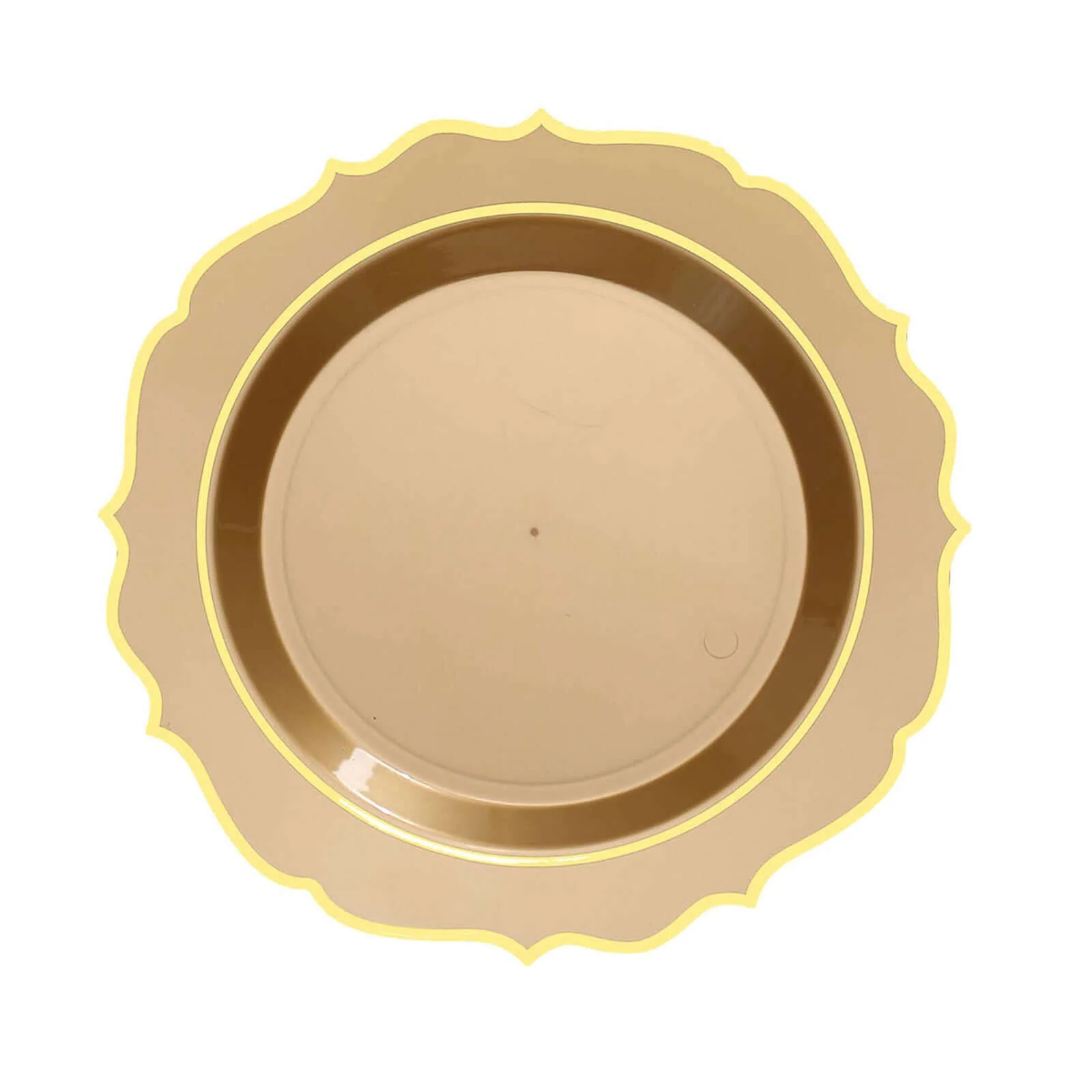 10-Pack Plastic Round Dessert Plates 8" Gold with Gold Scalloped Rim - Disposable Appetizer/Salad Plates - Image 7