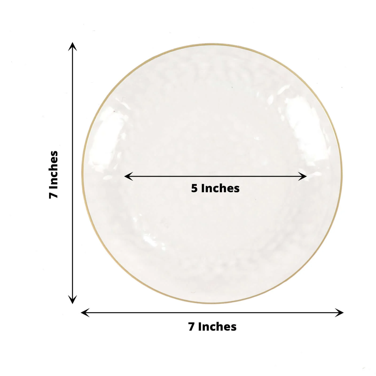 10-Pack Plastic Round Dessert Appetizer Plates 7" Clear Hammered Design with Gold Rim - Modern Disposable Salad Plates for Buffets & Catered Events - Image 3