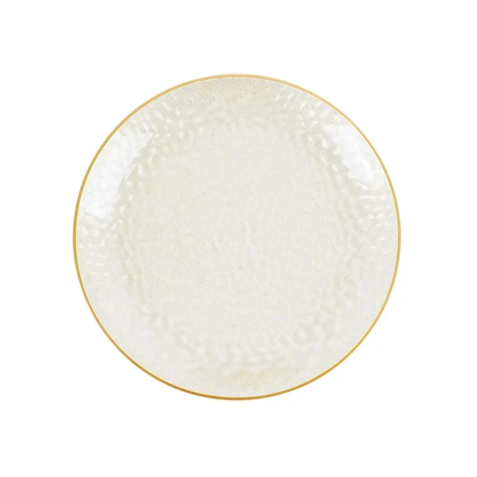 10-Pack Plastic Round Dessert Appetizer Plates 7" Gold Glitter Clear Hammered Design with Gold Rim - Modern Disposable Salad Plates - Image 8