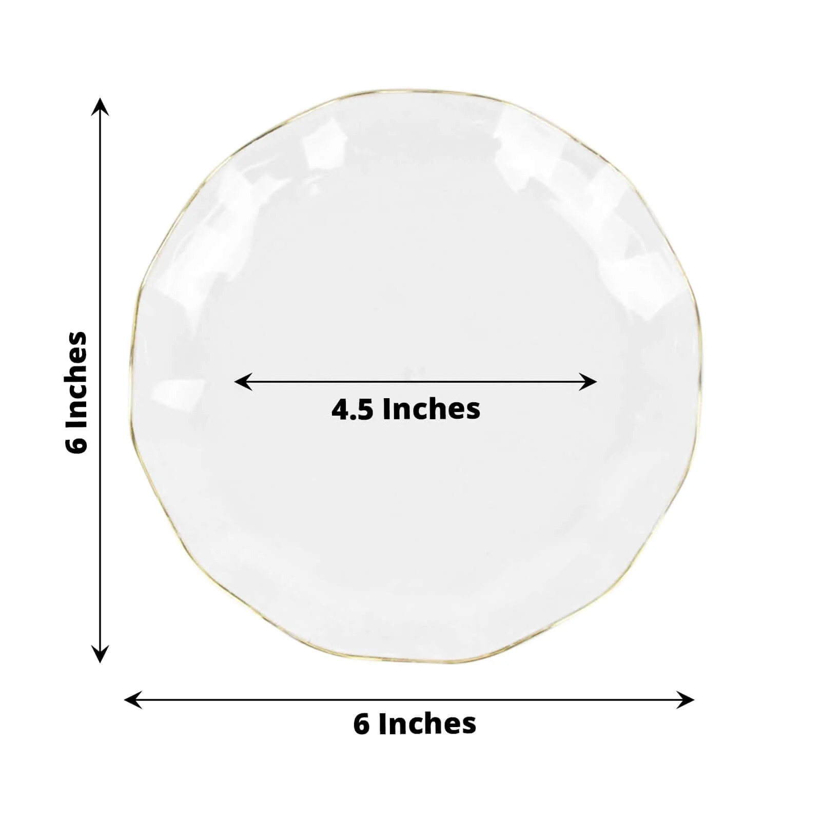 10-Pack Plastic Round Dessert Plates 6" Clear Ruffled Rim with Gold Edging - Heavy Duty Disposable Salad Appetizer Dinnerware - Image 3