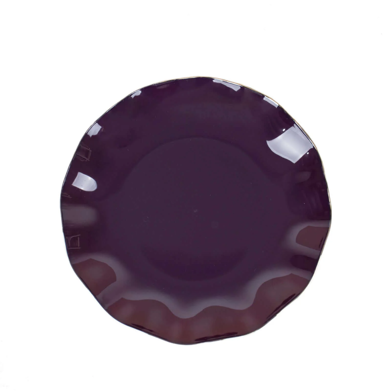10-Pack Plastic Round Dessert Plates 6" Purple Ruffled Rim with Gold Edging - Heavy Duty Disposable Salad Appetizer Dinnerware - Image 8