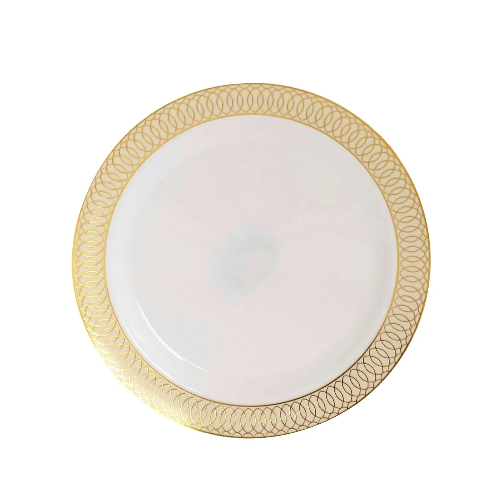 10-Pack Plastic Round Dessert Plates 7" White with Beige Gold Spiral Rim - Stylish Disposable Salad Plates for Buffets & Catered Events - Image 7