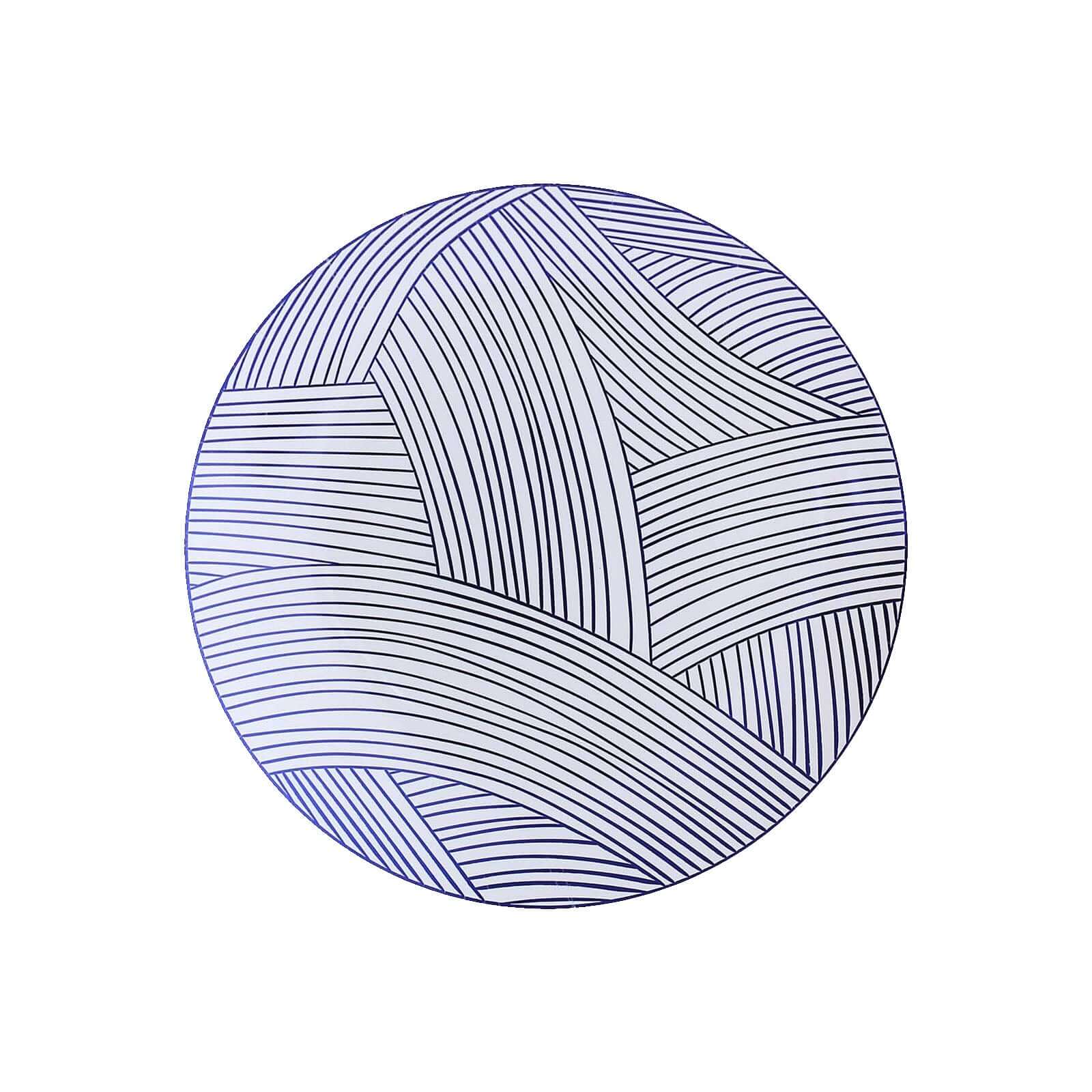 10-Pack Plastic Round Dessert Plates 7" White with Blue Wave Brush Strokes Pattern - Disposable Appetizer Salad Plates - Image 8