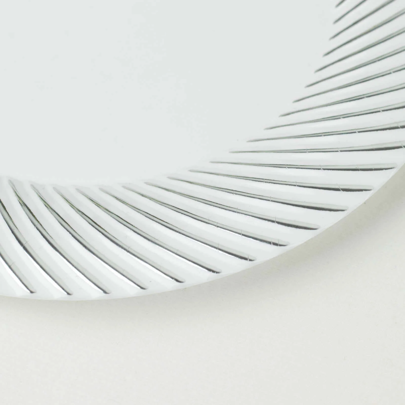 10-Pack Plastic Round Dessert Plates 7" White with Silver Swirl Rim - Disposable Salad Plates - Image 11