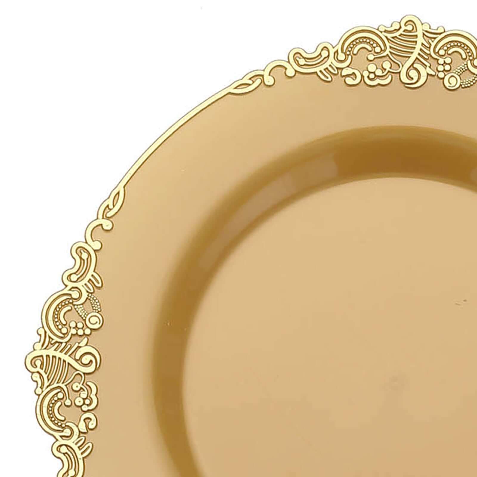10-Pack Plastic Round Dessert Plates 8" Gold - Image 8