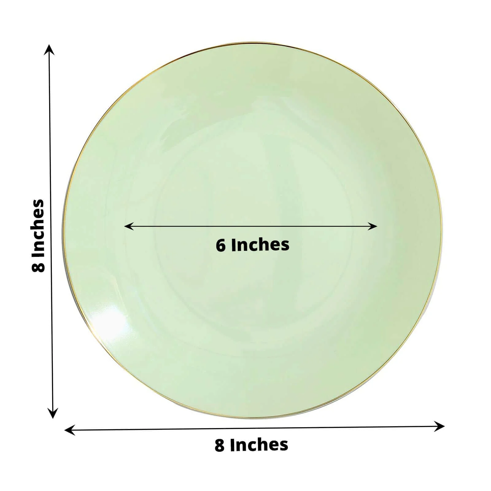 10-Pack Plastic Round Dessert Plates 8" Sage Green with Gold Rim - Glossy Disposable Appetizer Salad Plates - Image 3