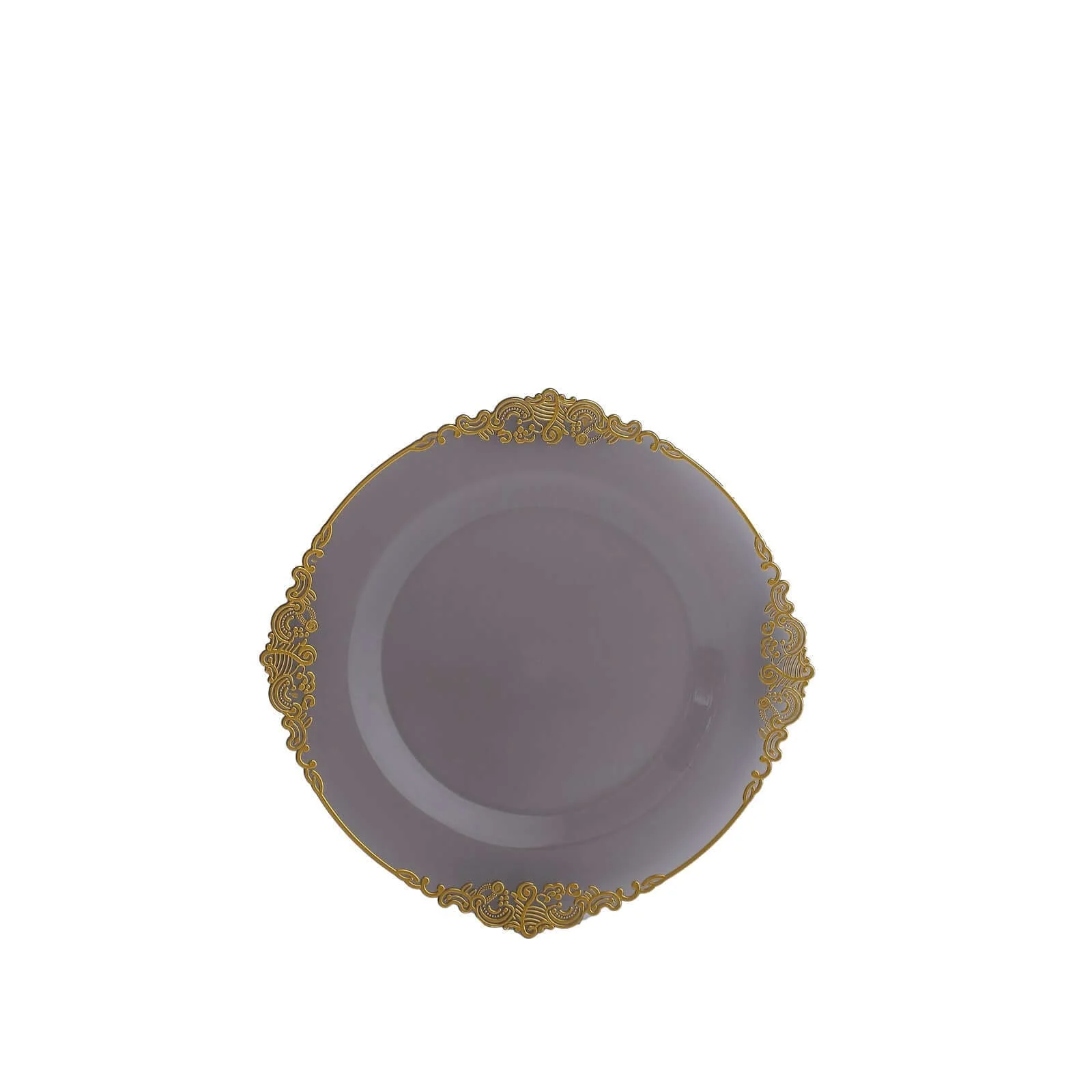 10-Pack Plastic Round Dessert Plates 8" Transparent Black with Gold Leaf Embossed Rim - Vintage Baroque Style Disposable Salad Plates - Image 7