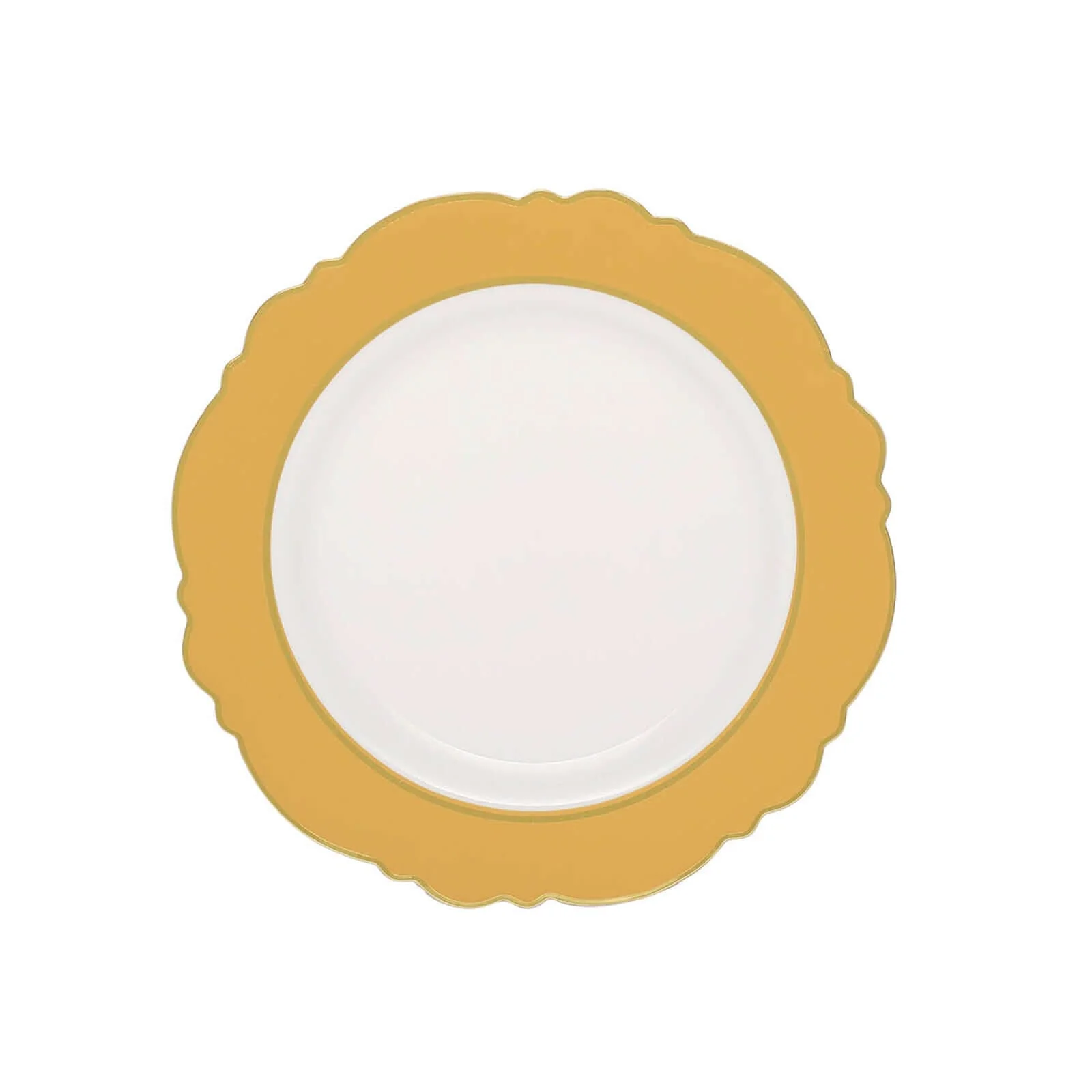 10-Pack Plastic Round Dessert Plates 8" White with Gold Blossom Design & Gold Edging - Disposable Salad Appetizer Plates for Modern & Sophisticated Tablescape - Image 7