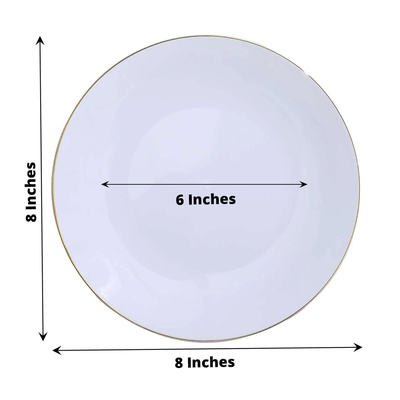 10-Pack Plastic Round Dessert Plates 8" White with Gold Rim - Glossy Disposable Appetizer Salad Plates for Weddings & Celebrations - Image 3