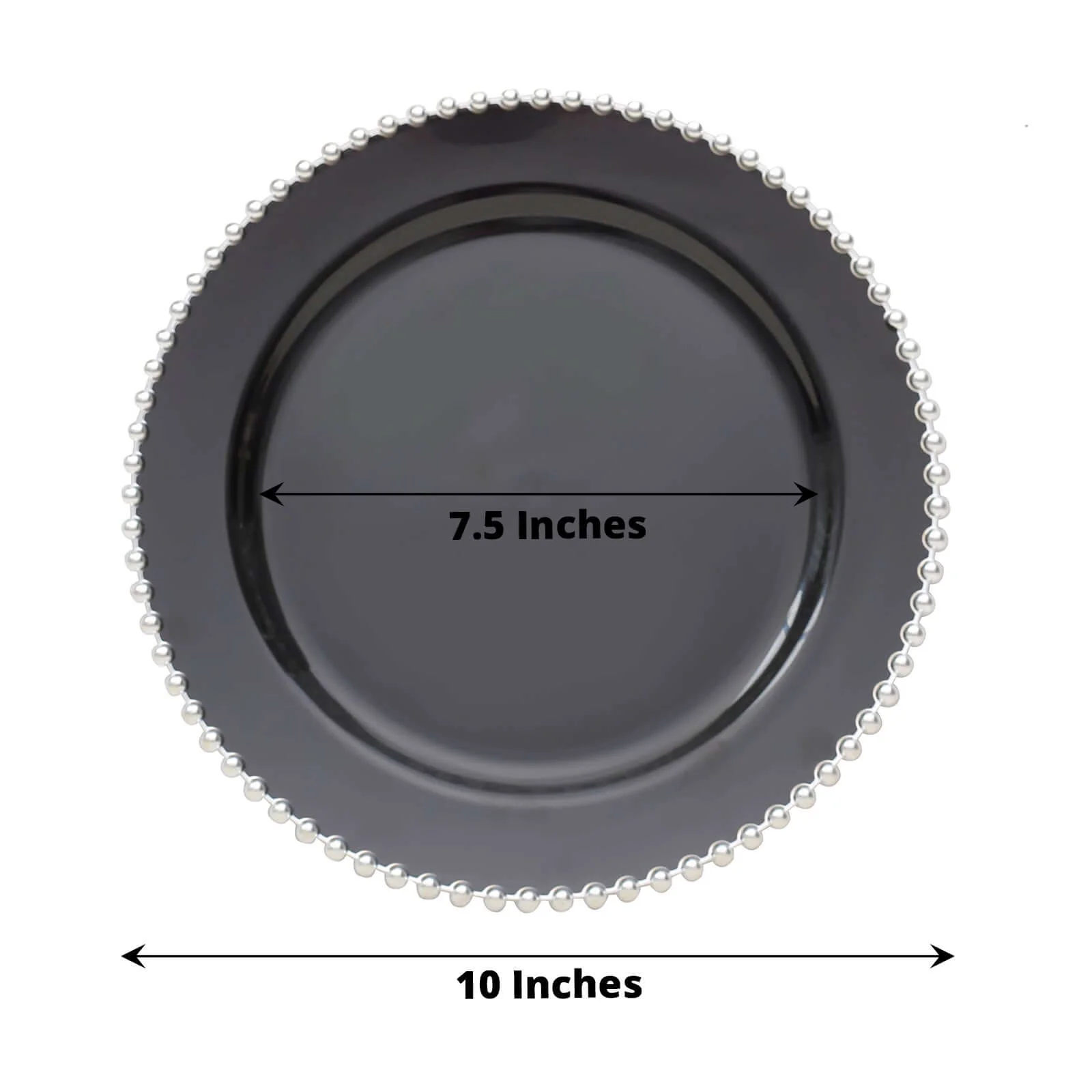 10-Pack Plastic Round Dinner Plates 10" Black with Silver Beaded Rim - Disposable Party Plates - Image 3