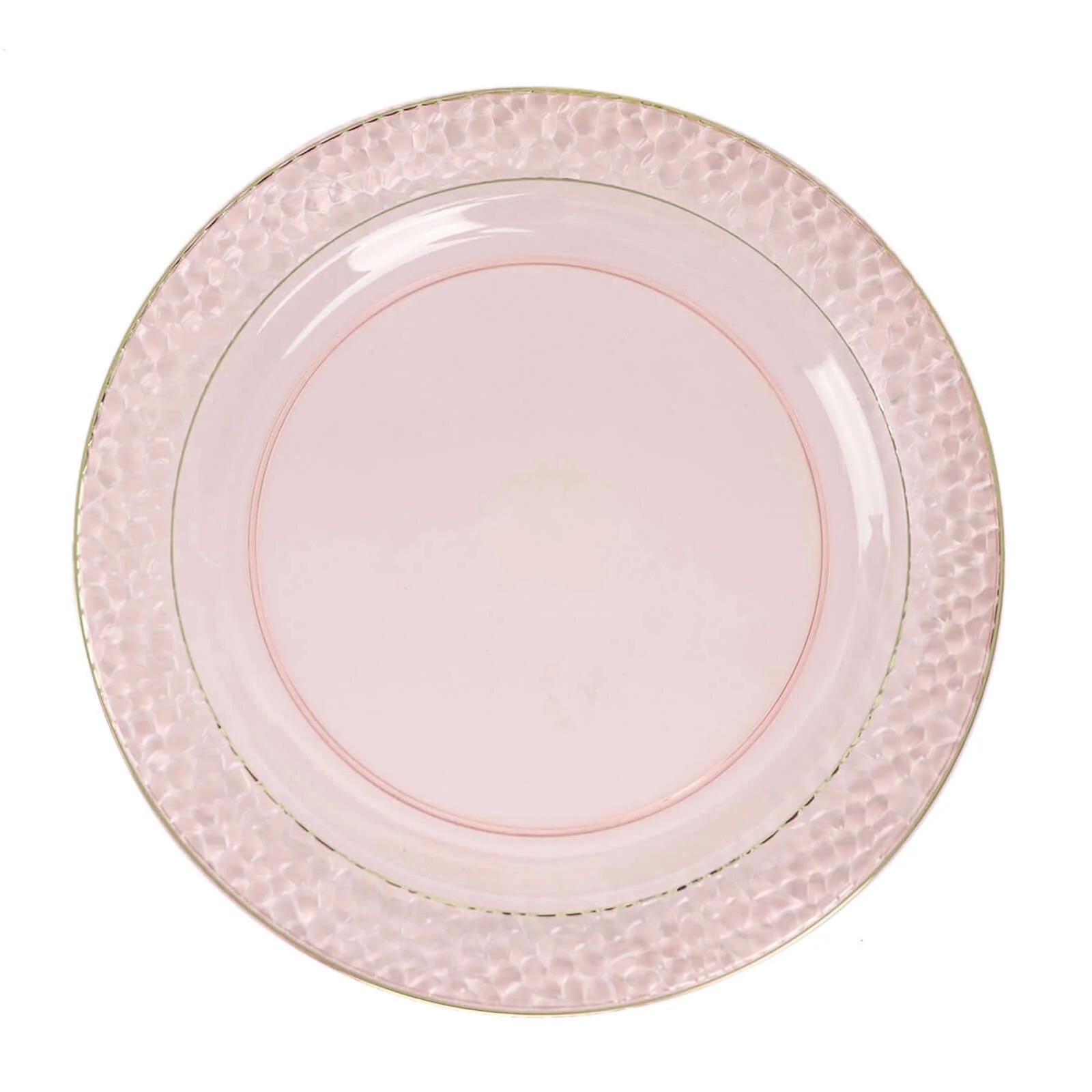 10-Pack Plastic Round Dinner Plates 10" Blush Hammered Design with Gold Rim - Disposable Party Plates - Image 7