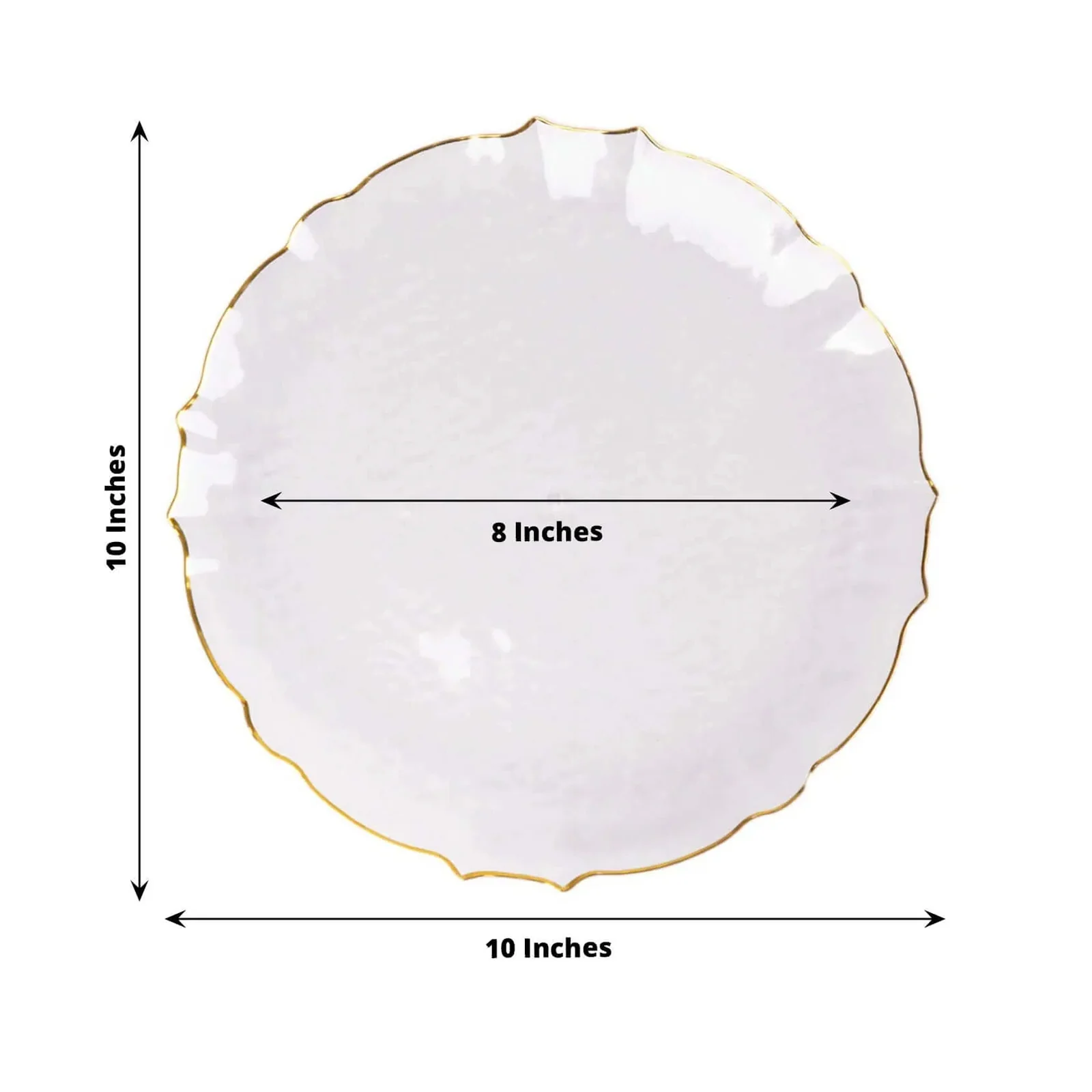 10-Pack Plastic Round Dinner Plates 10" Clear Sunflower with Gold Scalloped Rim - Disposable Party Plates for Sophisticated Events & Celebrations - Image 3