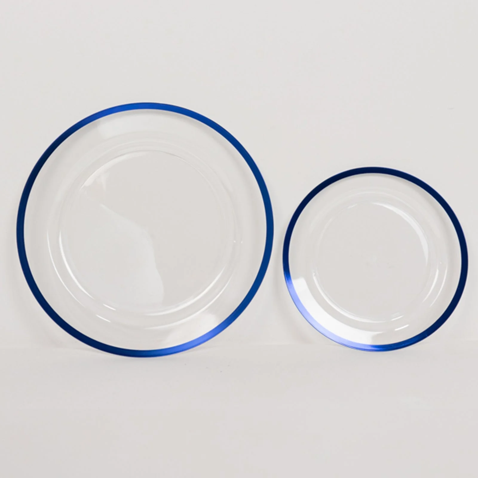 10-Pack Plastic Round Dinner Plates 10" Clear with Blue Rim - Sleek Disposable Party Plates - Image 7